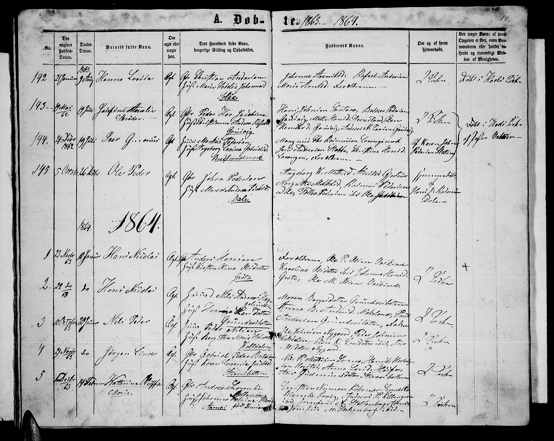 Trondenes sokneprestkontor, SATØ/S-1319/H/Hb/L0008klokker: Parish register (copy) no. 8, 1863-1869, p. 14