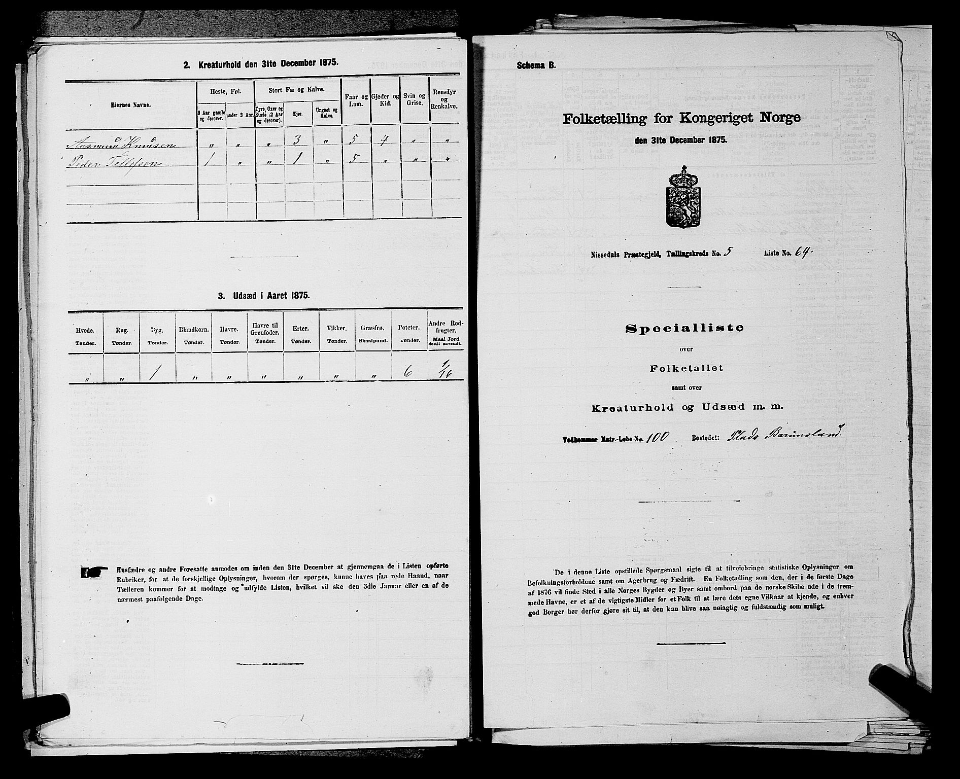 SAKO, 1875 census for 0830P Nissedal, 1875, p. 483