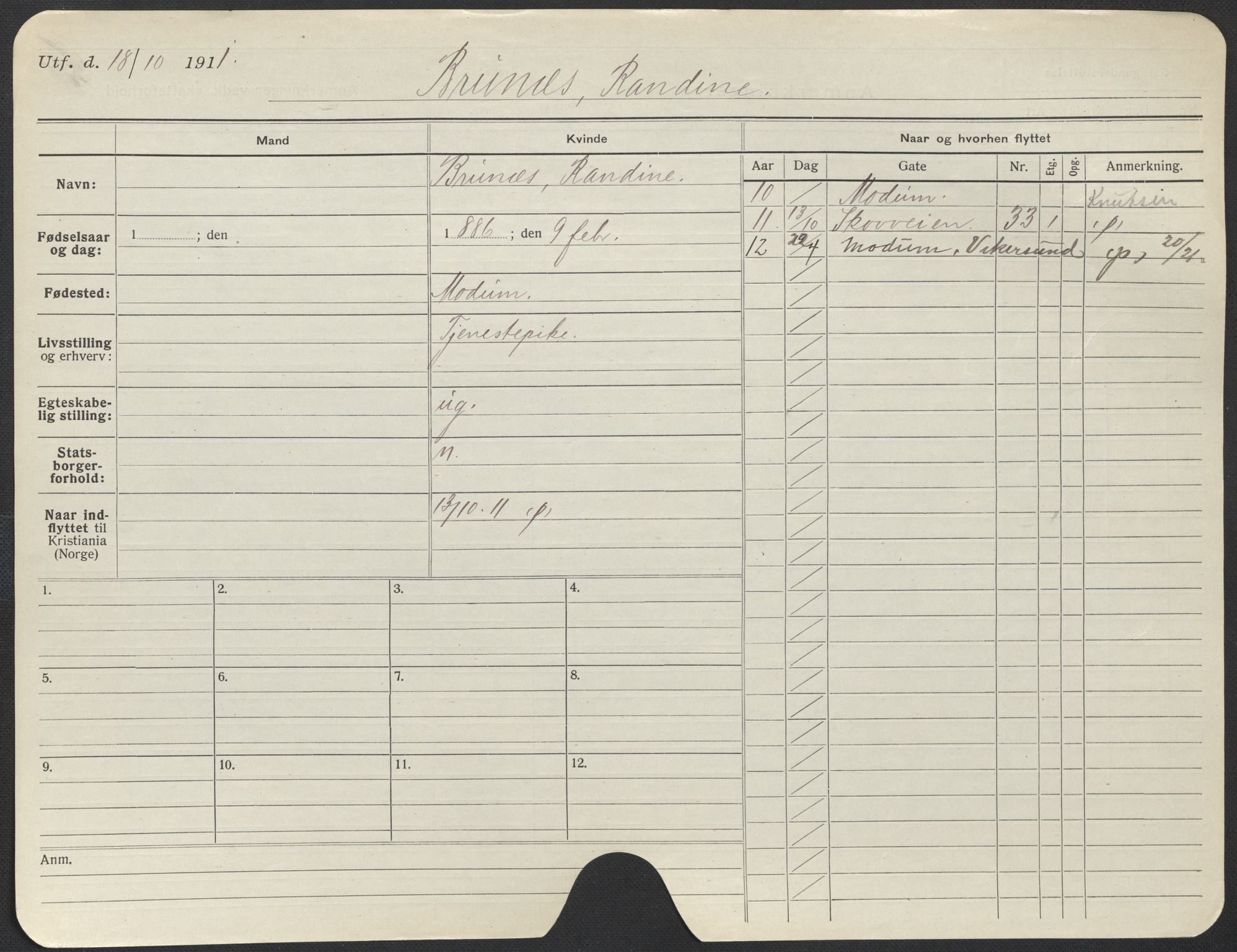 Oslo folkeregister, Registerkort, AV/SAO-A-11715/F/Fa/Fac/L0013: Kvinner, 1906-1914, p. 902a