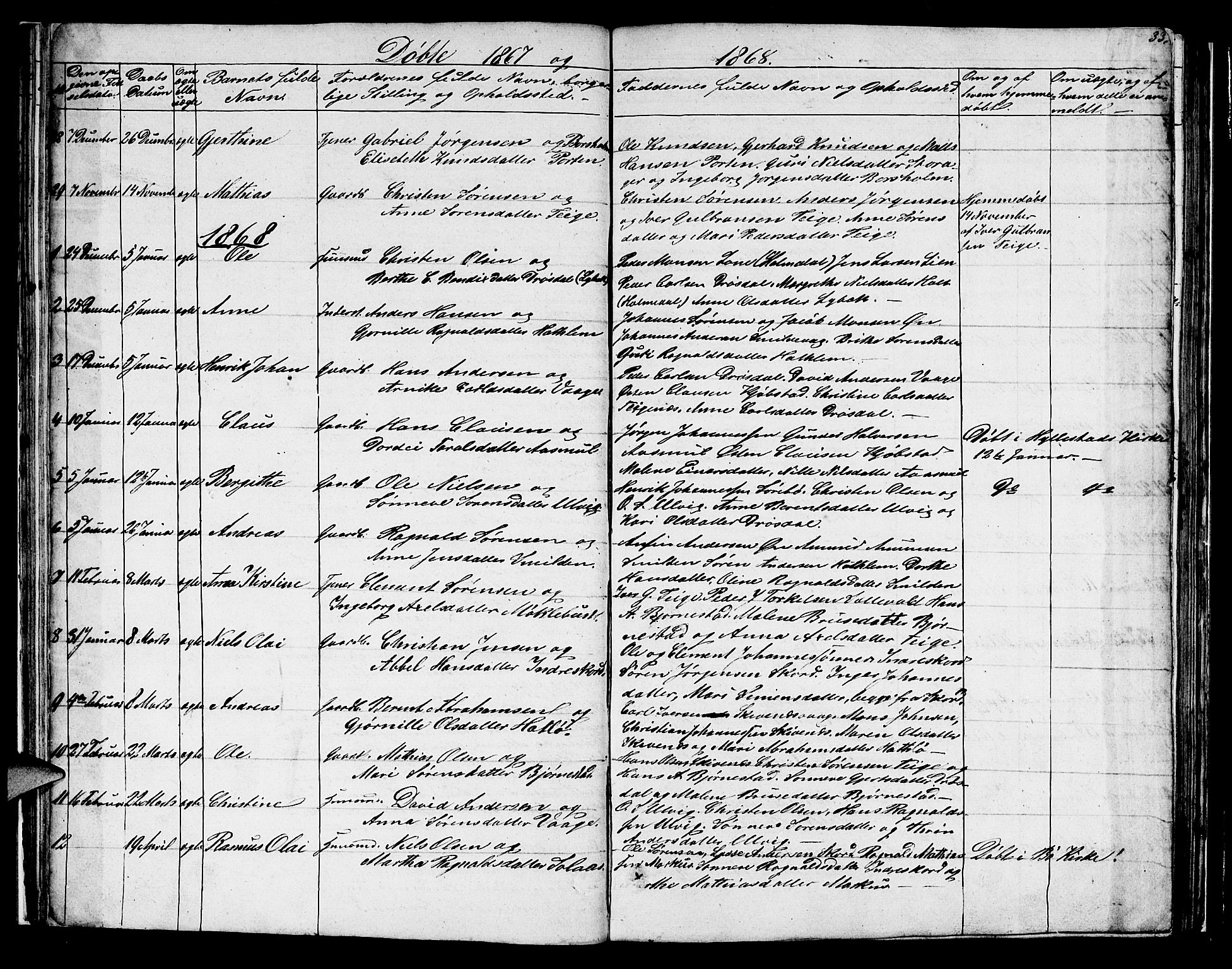 Hyllestad sokneprestembete, SAB/A-80401: Parish register (copy) no. C 1, 1853-1873, p. 33