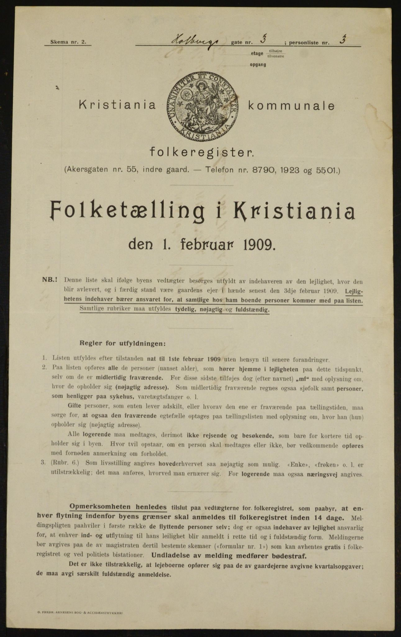 OBA, Municipal Census 1909 for Kristiania, 1909, p. 36485