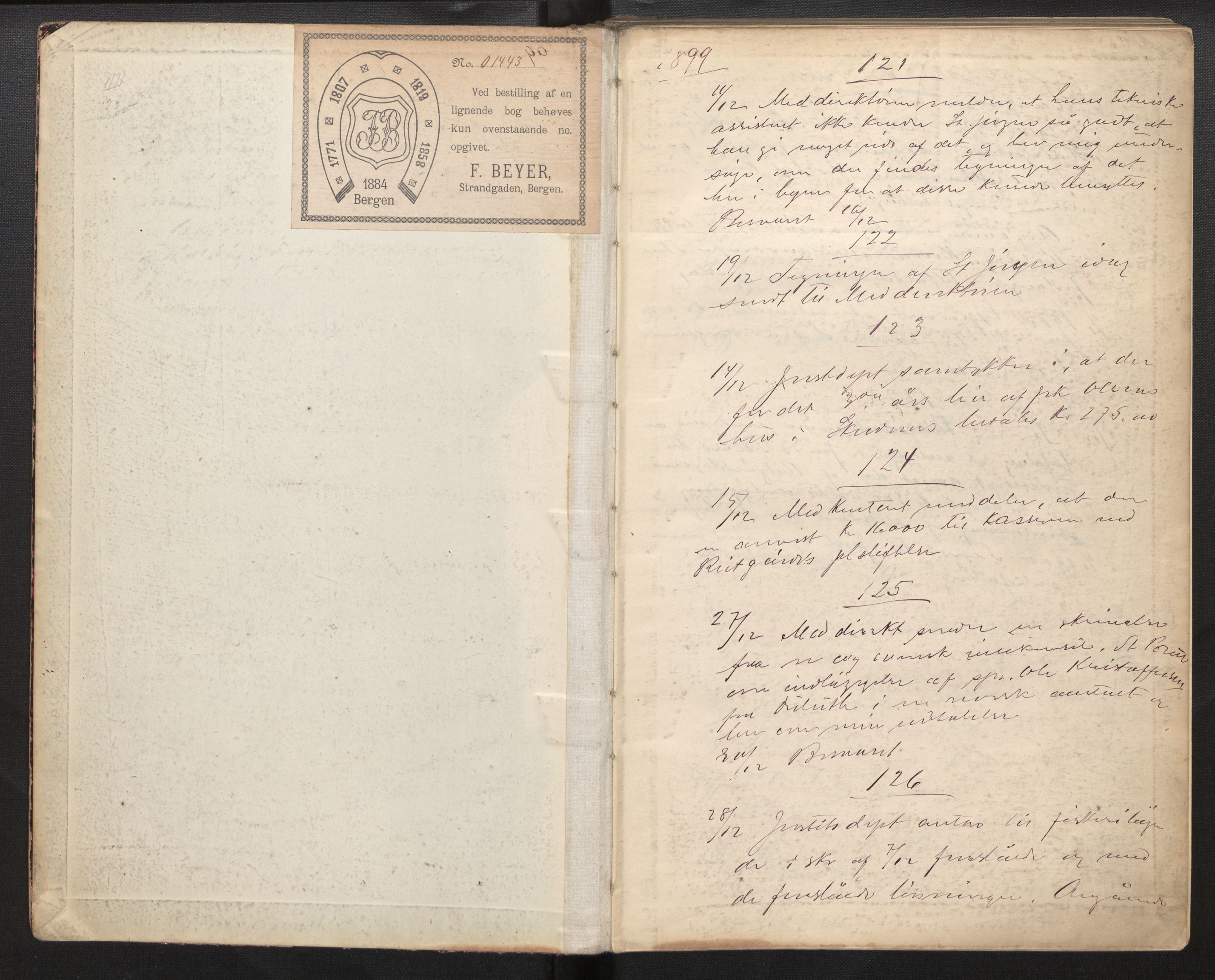 Lepraarkiver - Overlegen for den spedalske sykdom, AV/SAB-A-61001/B.c/L0007: Journal, 1899-1916
