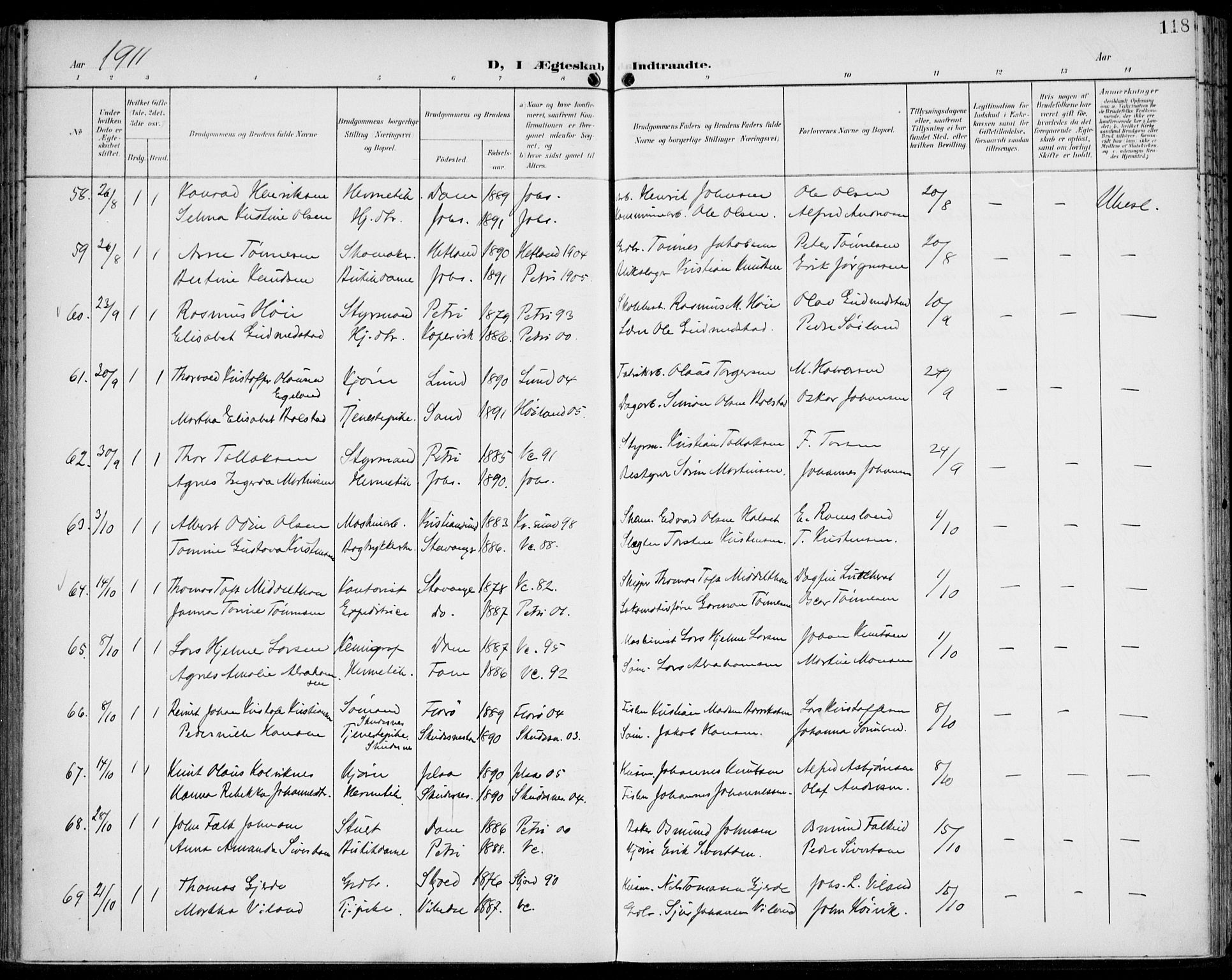 St. Johannes sokneprestkontor, SAST/A-101814/002/B/L0001: Parish register (official) no. A 8, 1899-1917, p. 118