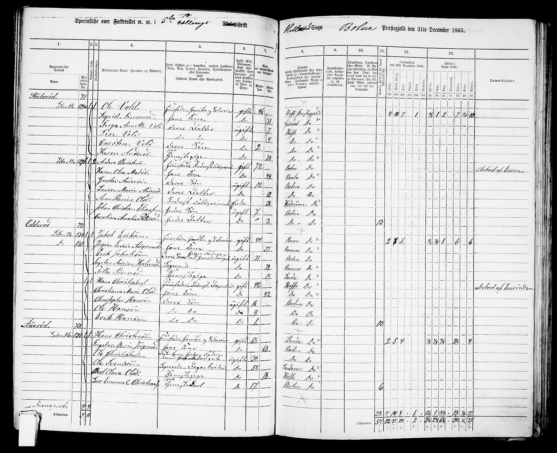 RA, 1865 census for Botne/Botne og Hillestad, 1865, p. 86