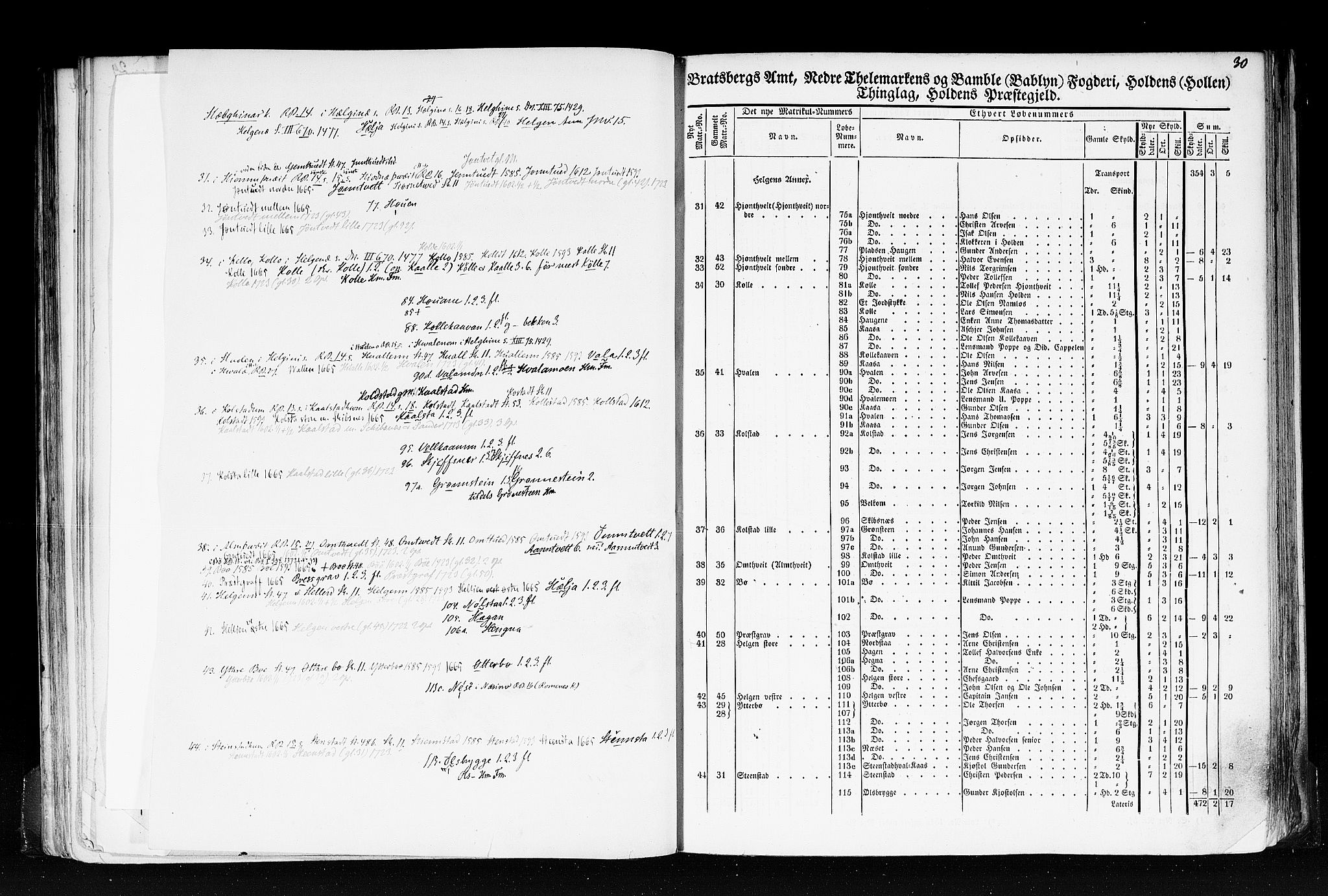 Rygh, RA/PA-0034/F/Fb/L0007: Matrikkelen for 1838 - Bratsberg amt (Telemark fylke), 1838, p. 30a