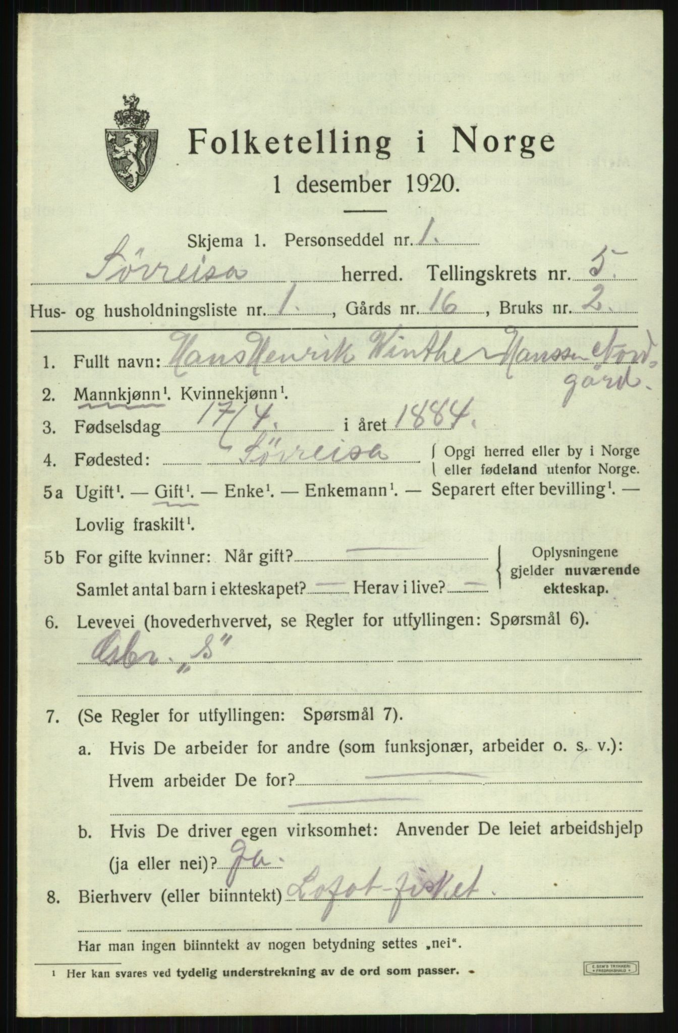 SATØ, 1920 census for Sørreisa, 1920, p. 2341