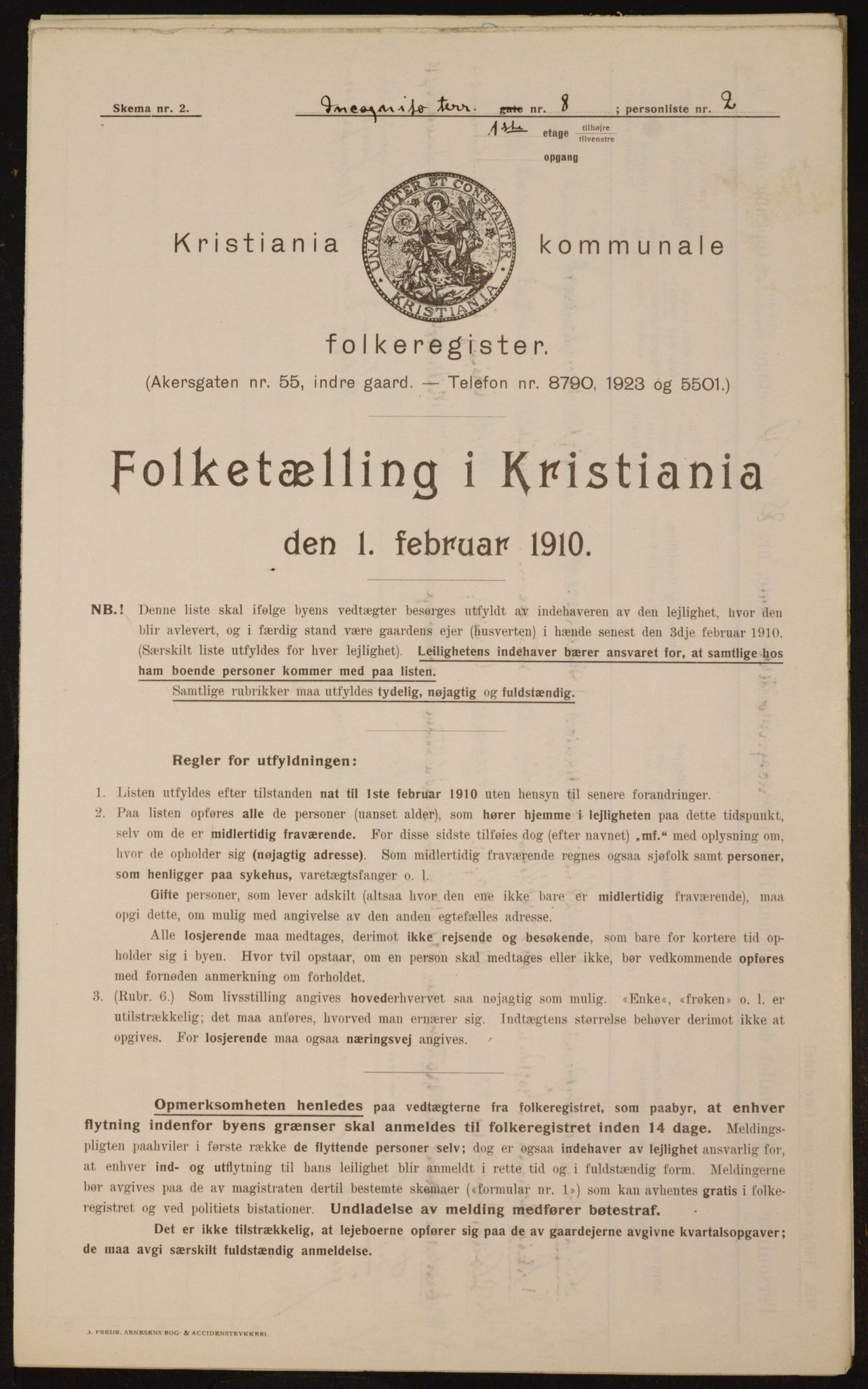 OBA, Municipal Census 1910 for Kristiania, 1910, p. 43397