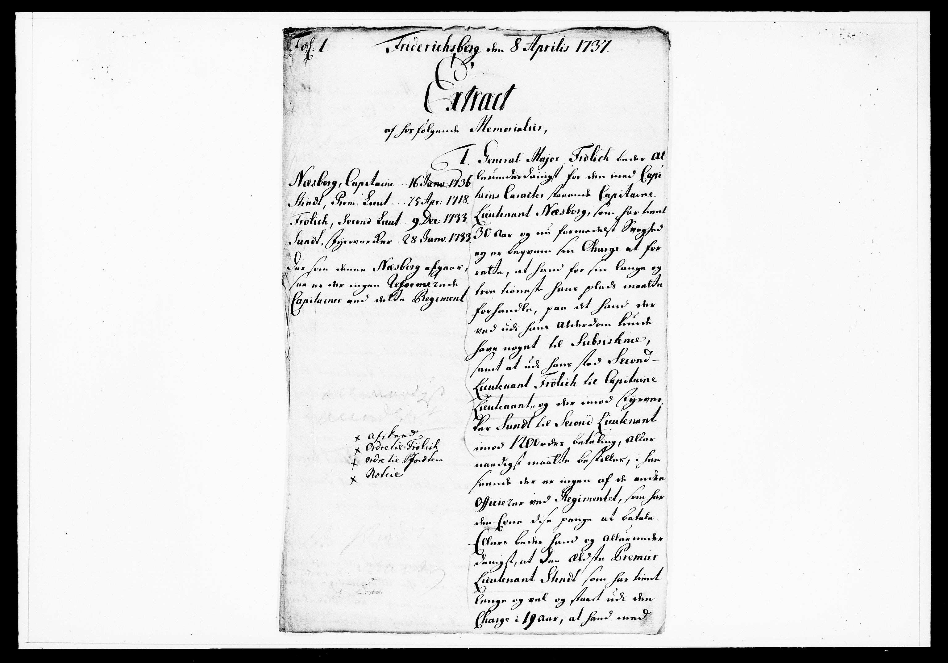 Krigskollegiet, Krigskancelliet, DRA/A-0006/-/1138-1142: Refererede sager, 1737, p. 125