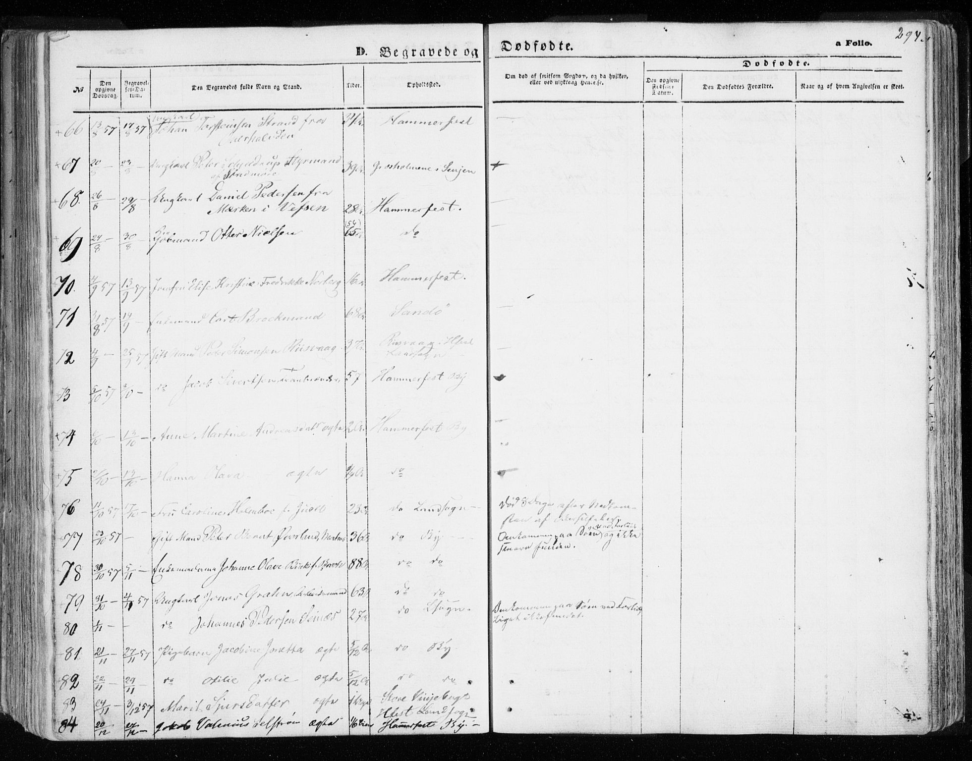 Hammerfest sokneprestkontor, AV/SATØ-S-1347/H/Ha/L0005.kirke: Parish register (official) no. 5, 1857-1869, p. 294