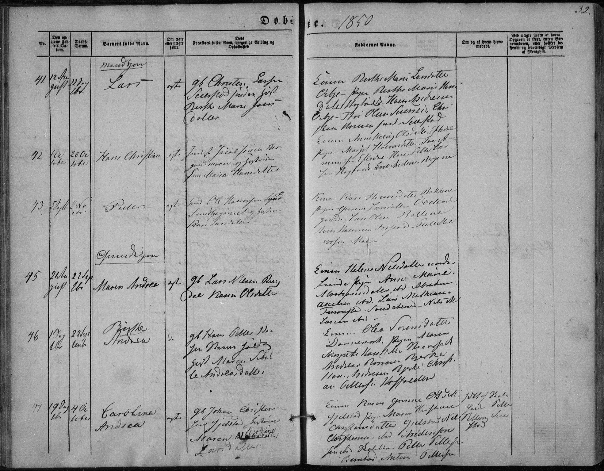 Hedrum kirkebøker, AV/SAKO-A-344/F/Fa/L0006: Parish register (official) no. I 6, 1849-1857, p. 32