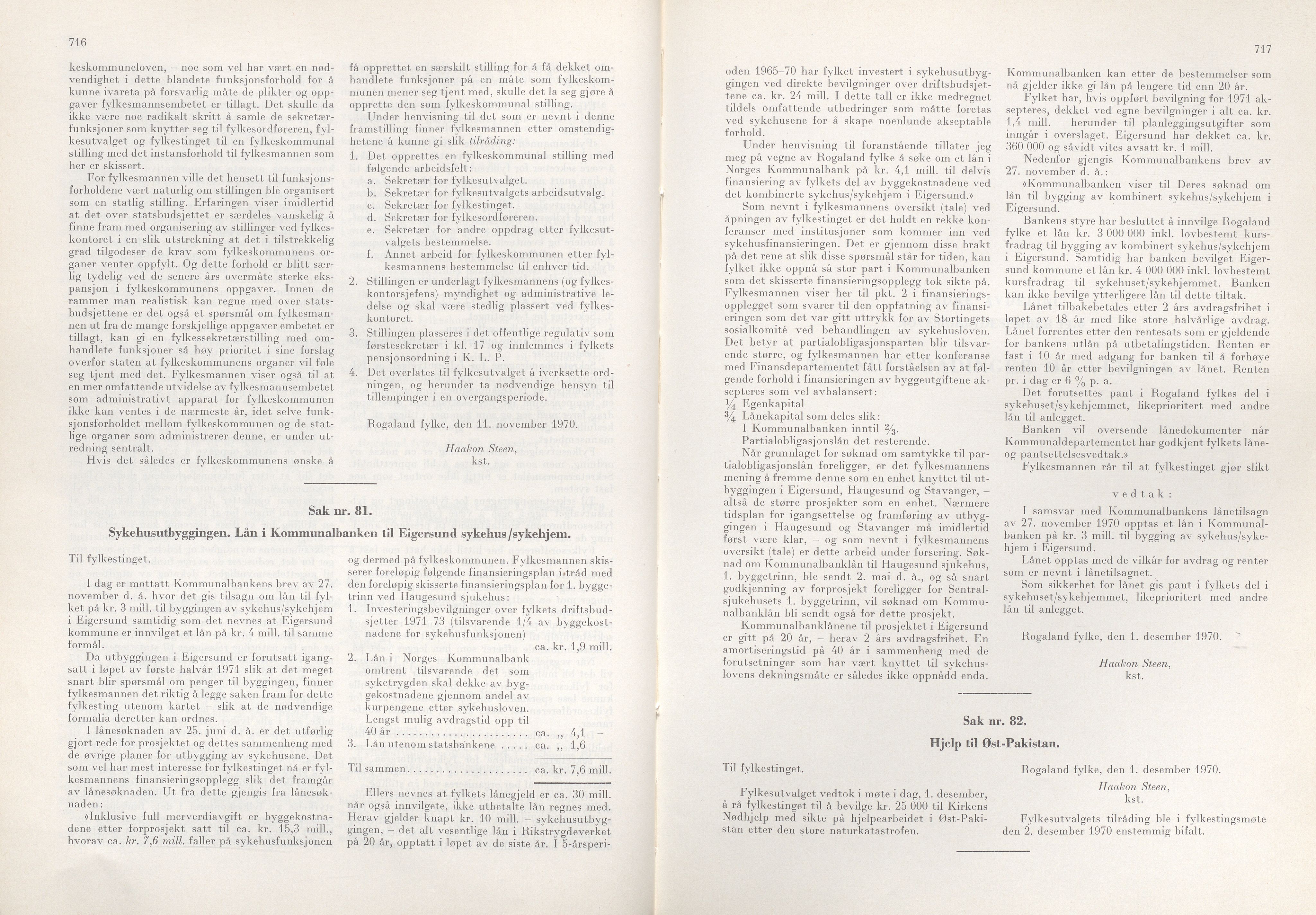 Rogaland fylkeskommune - Fylkesrådmannen , IKAR/A-900/A/Aa/Aaa/L0090: Møtebok , 1970, p. 716-717