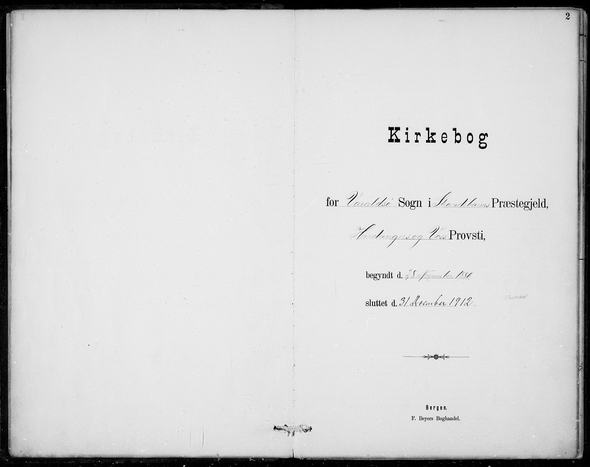 Strandebarm sokneprestembete, SAB/A-78401/H/Haa: Parish register (official) no. D  1, 1886-1912, p. 2