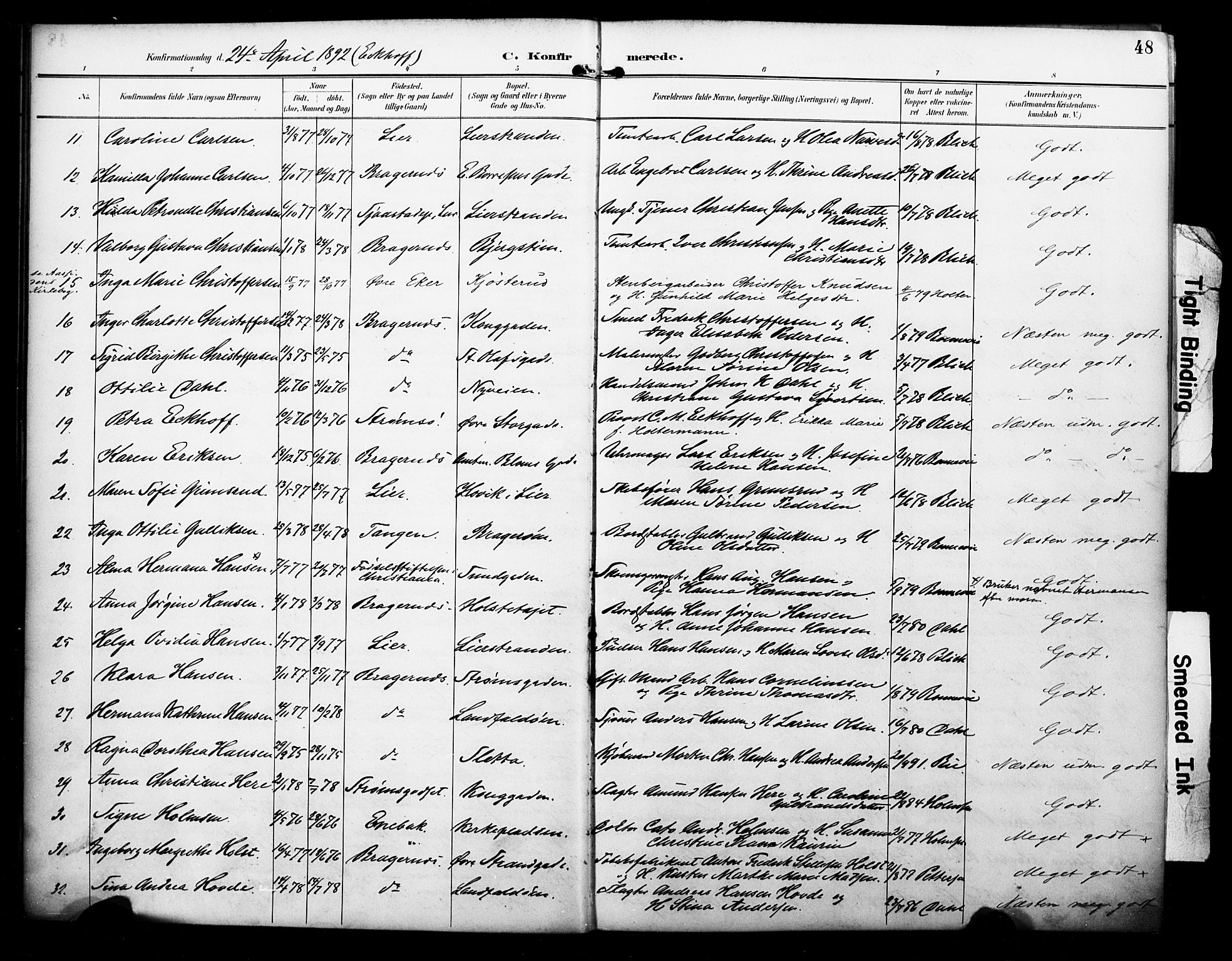 Bragernes kirkebøker, AV/SAKO-A-6/F/Fc/L0006: Parish register (official) no. III 6, 1888-1899, p. 48