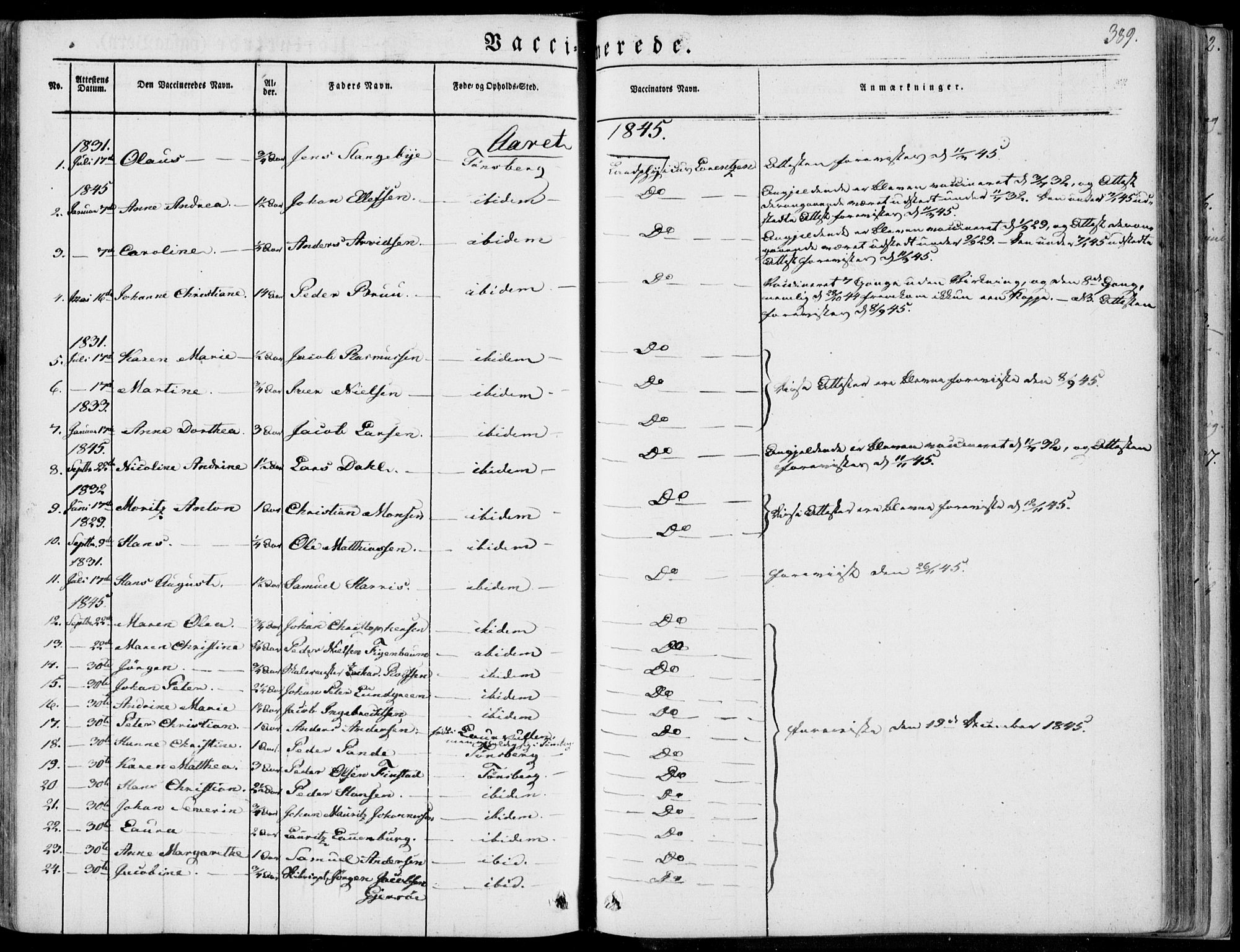 Tønsberg kirkebøker, SAKO/A-330/F/Fa/L0007: Parish register (official) no. I 7, 1845-1854, p. 389