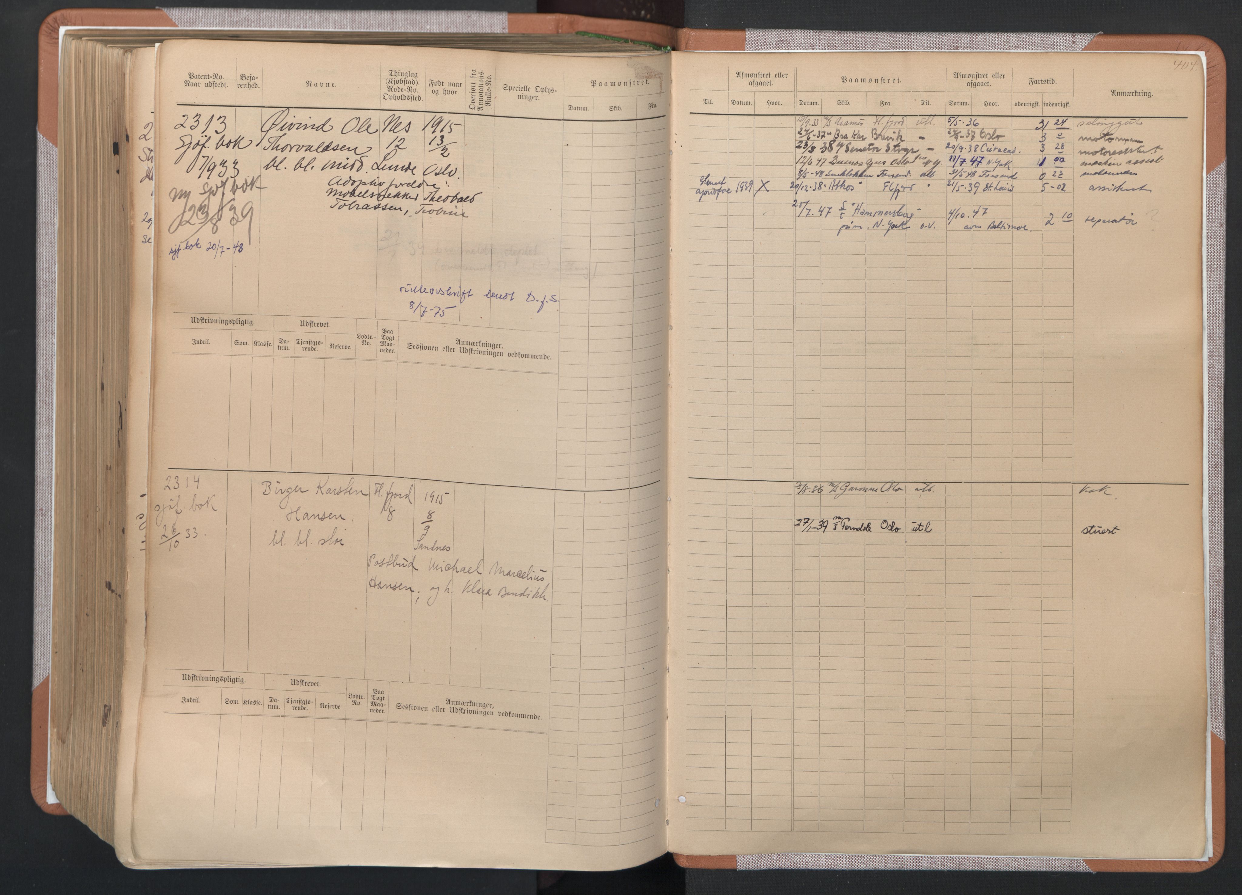 Flekkefjord mønstringskrets, SAK/2031-0018/F/Fb/L0003: Hovedrulle nr 1515-2326, N-6, 1885-1934, p. 409