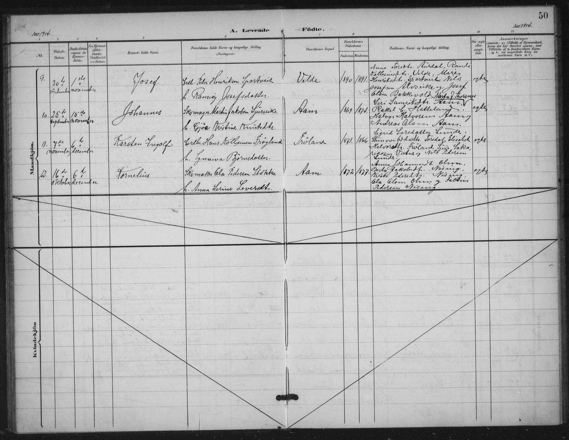 Skjold sokneprestkontor, SAST/A-101847/H/Ha/Haa/L0012: Parish register (official) no. A 12, 1899-1915, p. 50