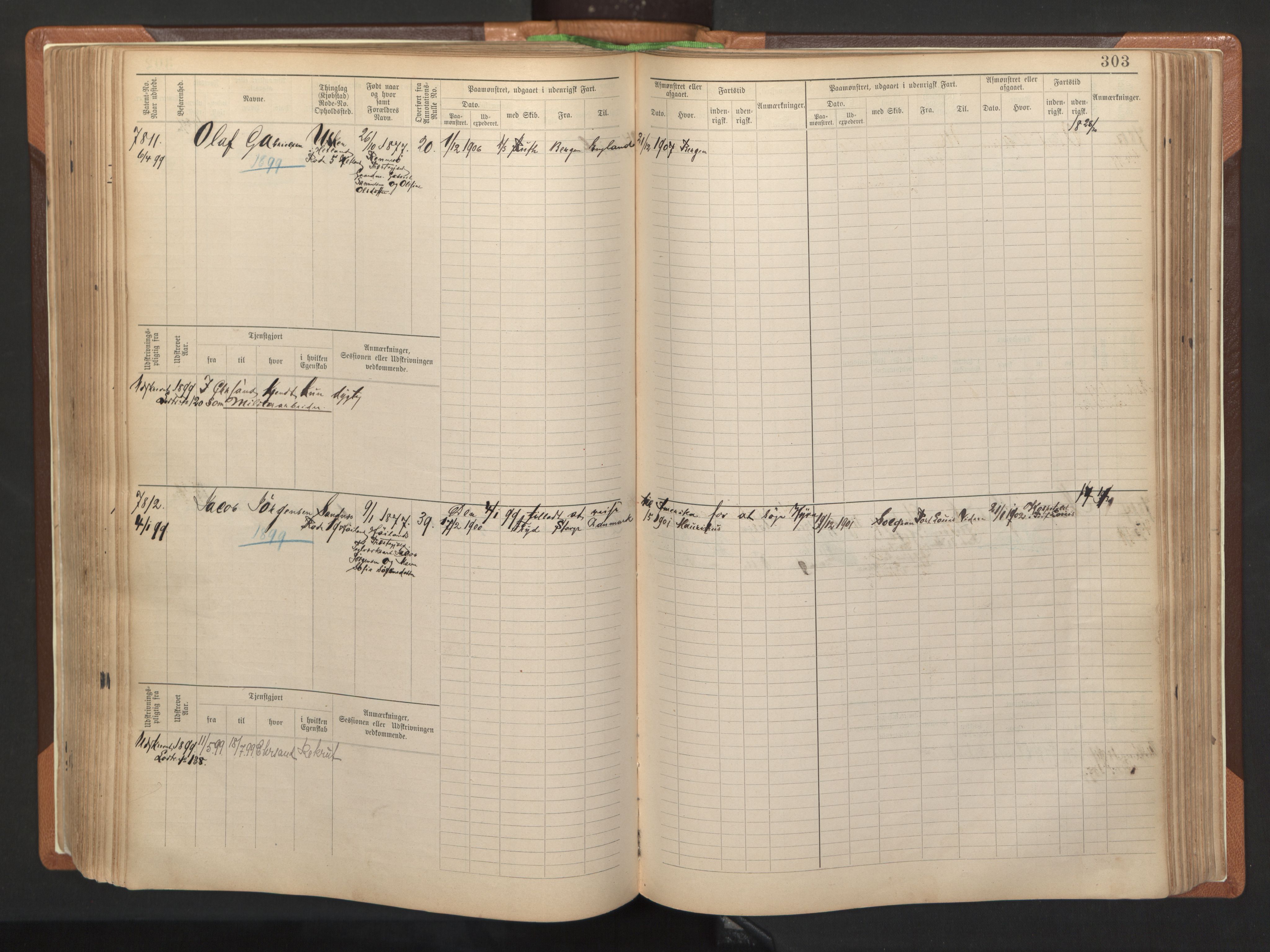 Stavanger sjømannskontor, AV/SAST-A-102006/F/Fb/Fbb/L0012: Sjøfartshovedrulle, patentnr. 7207-8158, 1894-1904, p. 306