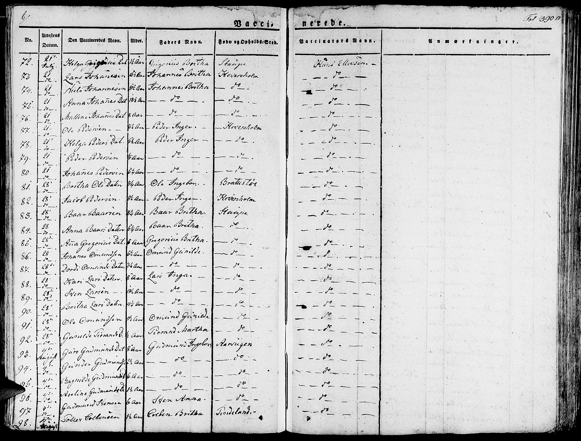 Fjelberg sokneprestembete, AV/SAB-A-75201/H/Haa: Parish register (official) no. A 5, 1822-1834, p. 390