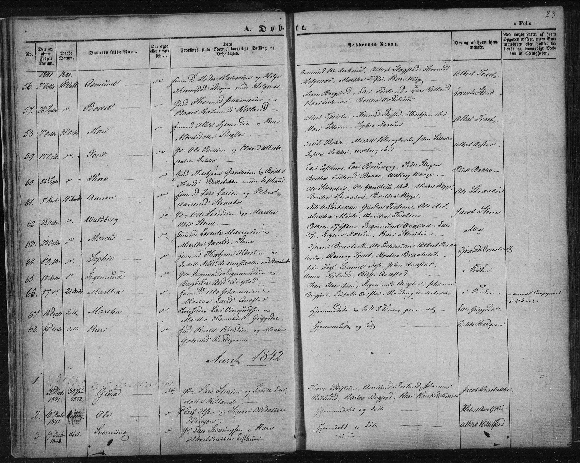 Suldal sokneprestkontor, SAST/A-101845/01/IV/L0008: Parish register (official) no. A 8, 1836-1853, p. 23
