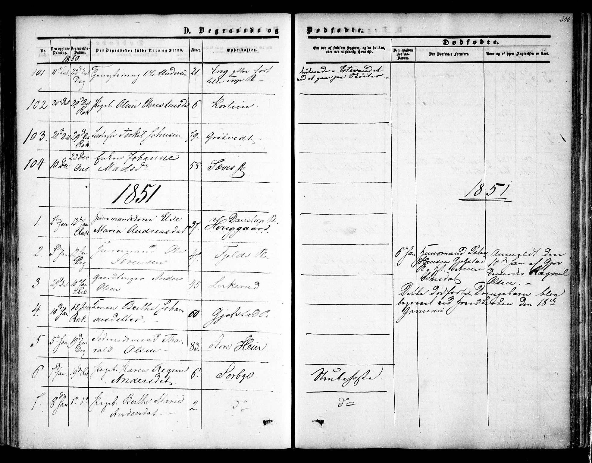 Rakkestad prestekontor Kirkebøker, AV/SAO-A-2008/F/Fa/L0009: Parish register (official) no. I 9, 1850-1856, p. 266