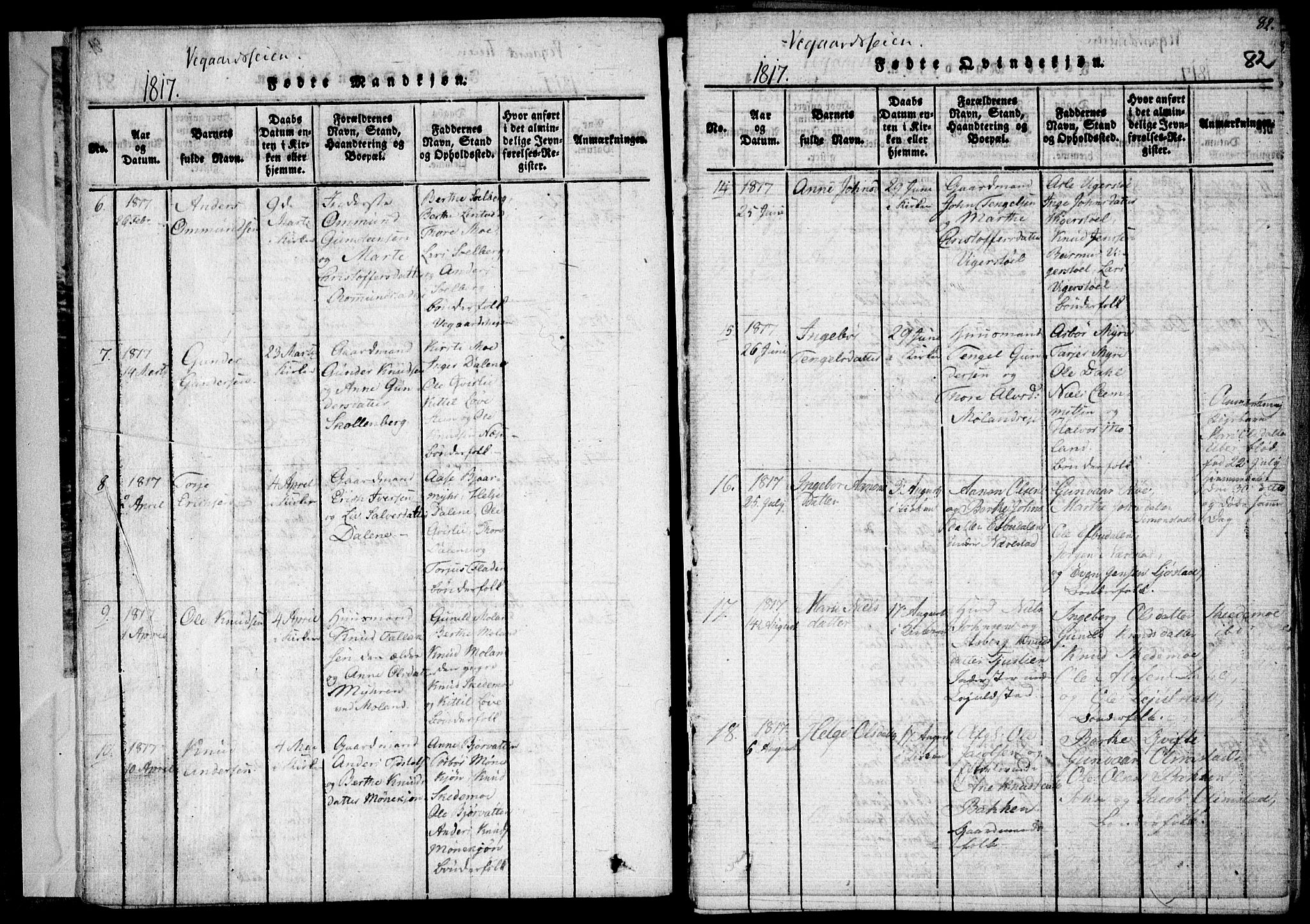 Holt sokneprestkontor, AV/SAK-1111-0021/F/Fa/L0005: Parish register (official) no. A 5, 1813-1821, p. 82