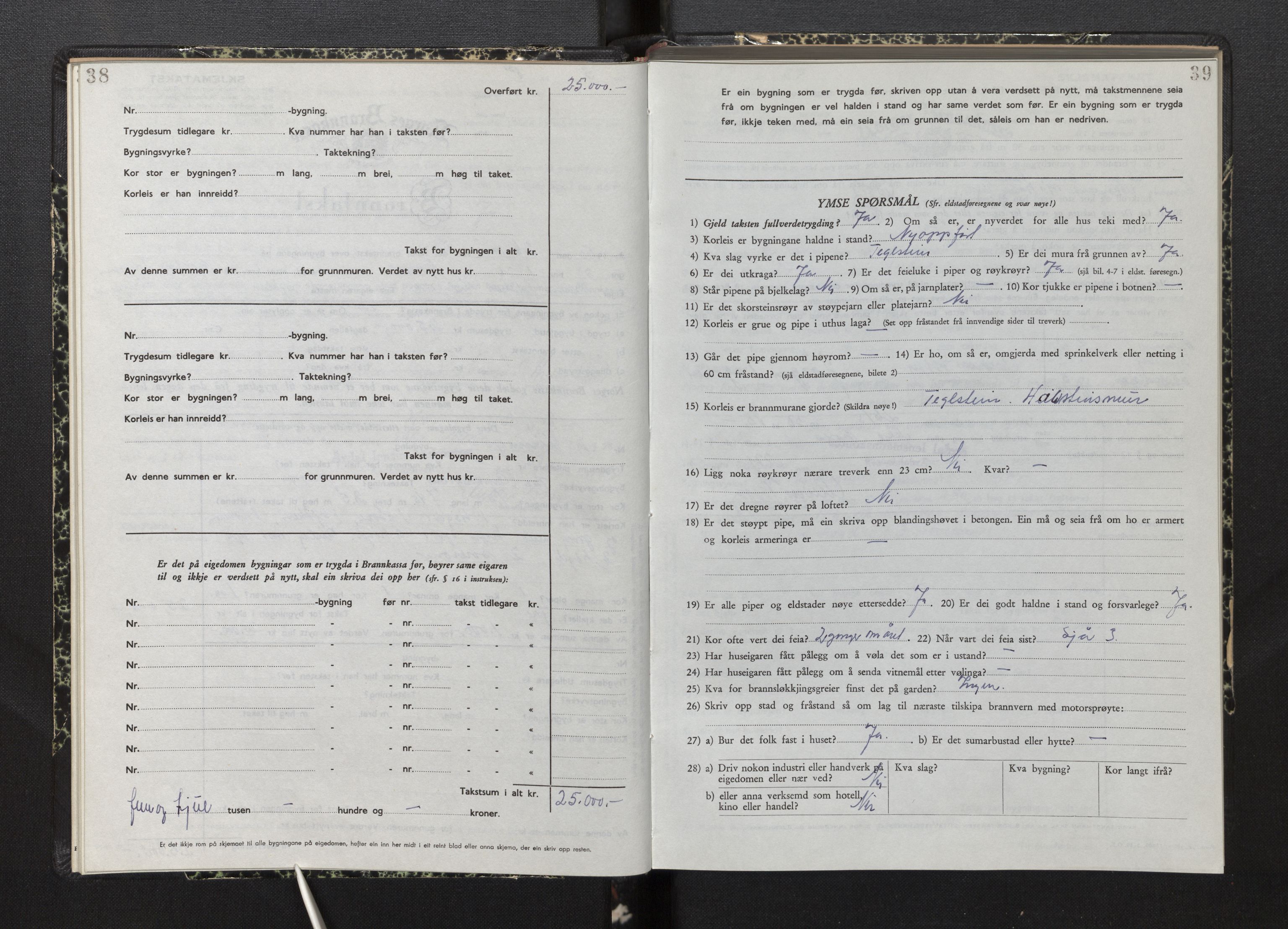 Lensmannen i Årdal, AV/SAB-A-30501/0012/L0012: Branntakstprotokoll, skjematakst, 1949-1955, p. 38-39
