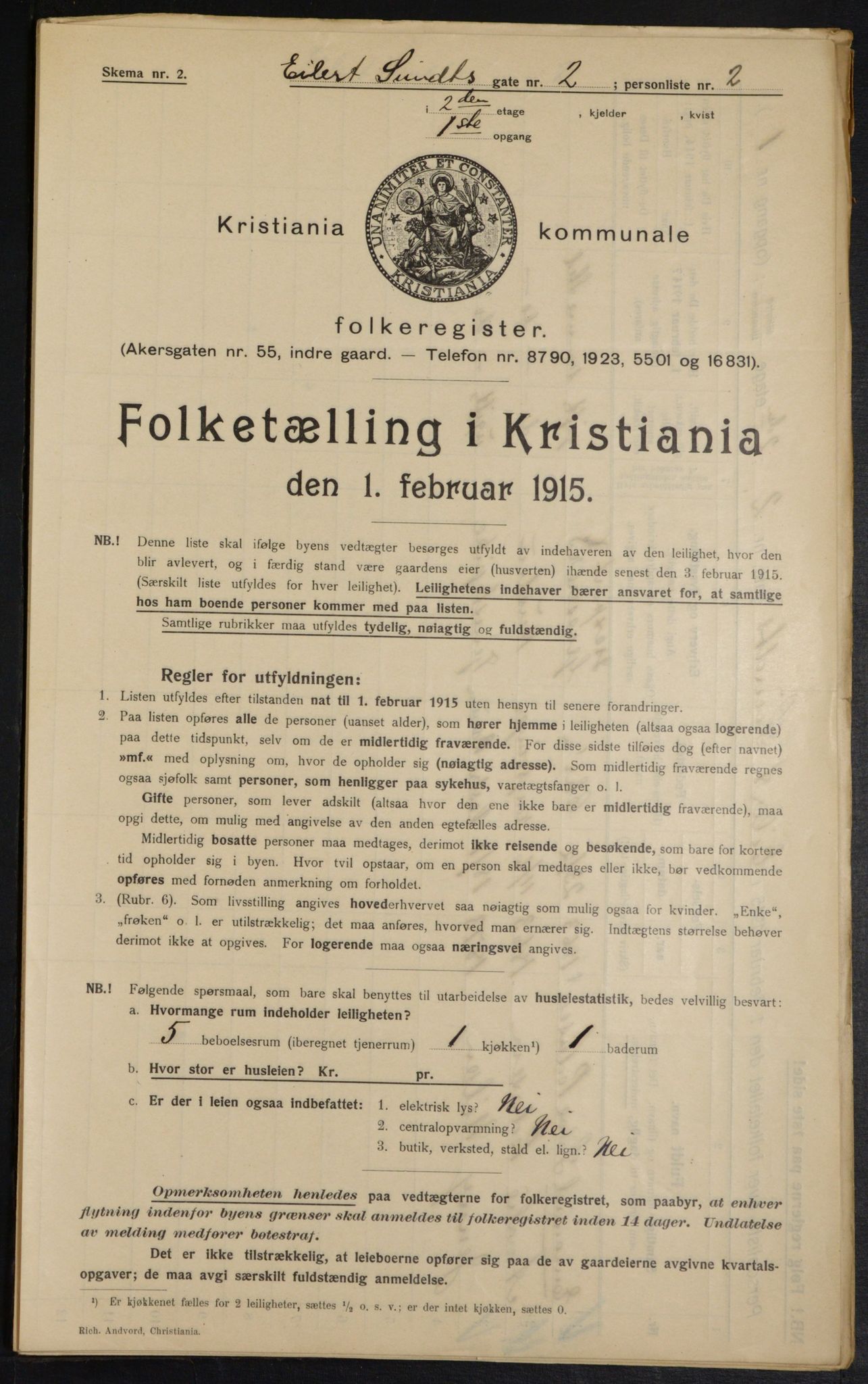 OBA, Municipal Census 1915 for Kristiania, 1915, p. 18539