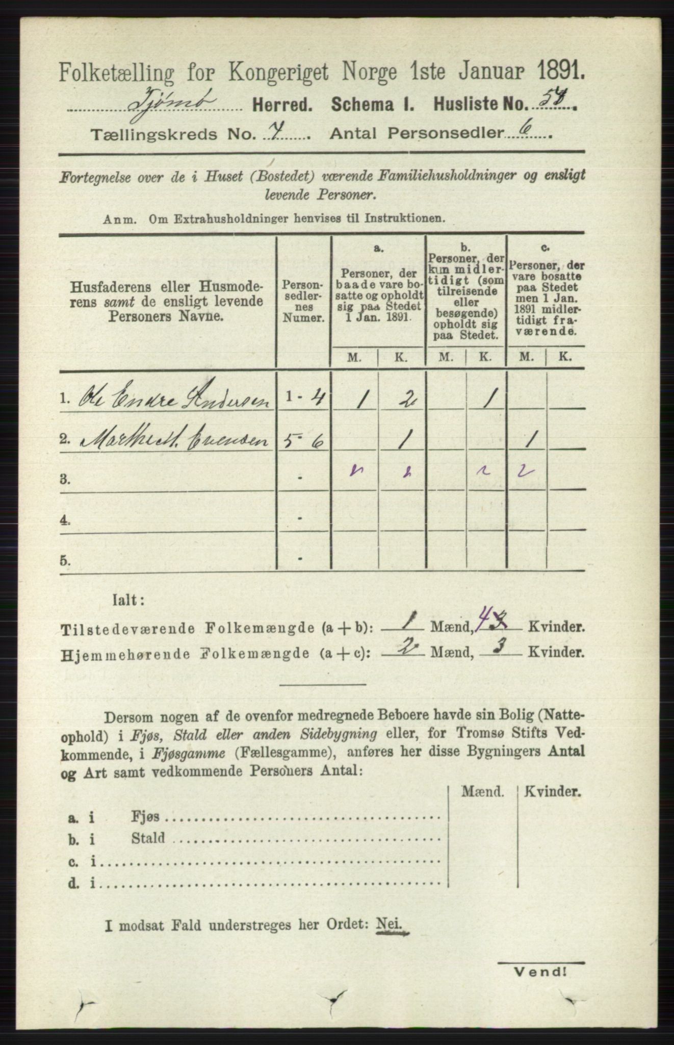 RA, 1891 census for 0723 Tjøme, 1891, p. 1264