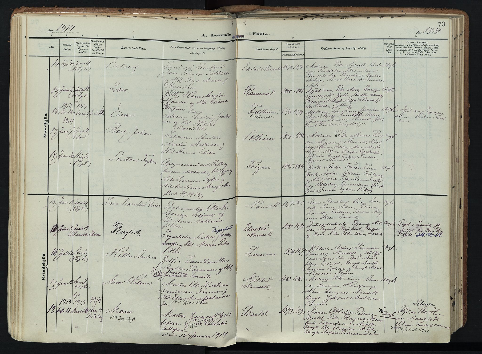 Hedrum kirkebøker, AV/SAKO-A-344/F/Fa/L0010: Parish register (official) no. I 10, 1904-1918, p. 73