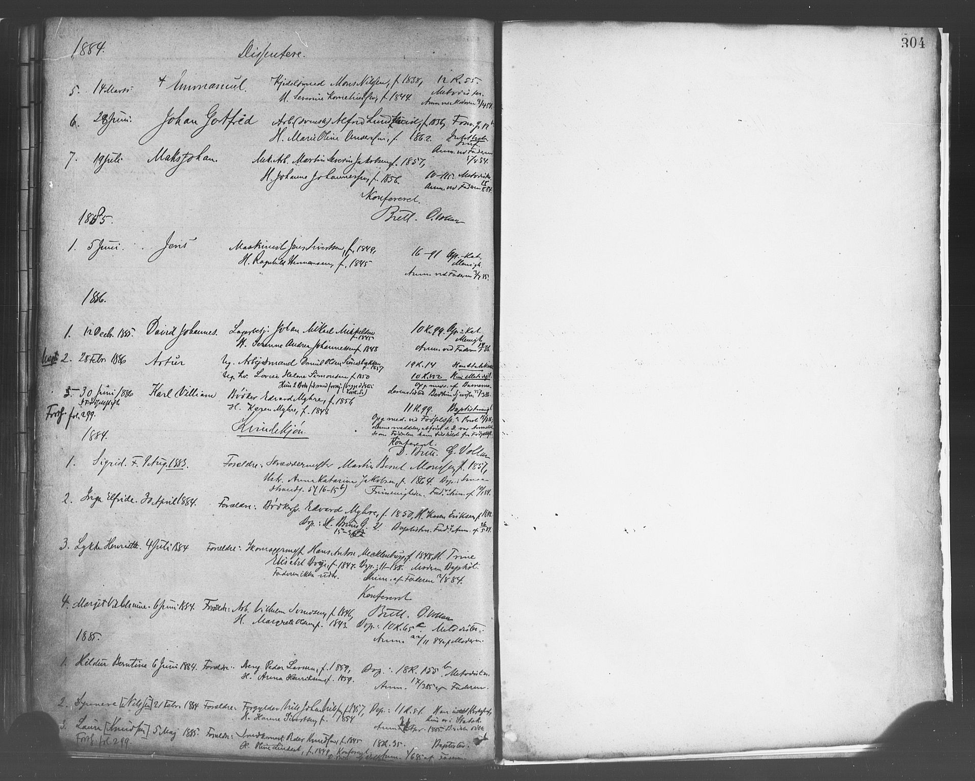 Domkirken sokneprestembete, SAB/A-74801/H/Haa/L0023: Parish register (official) no. B 6, 1879-1887, p. 304