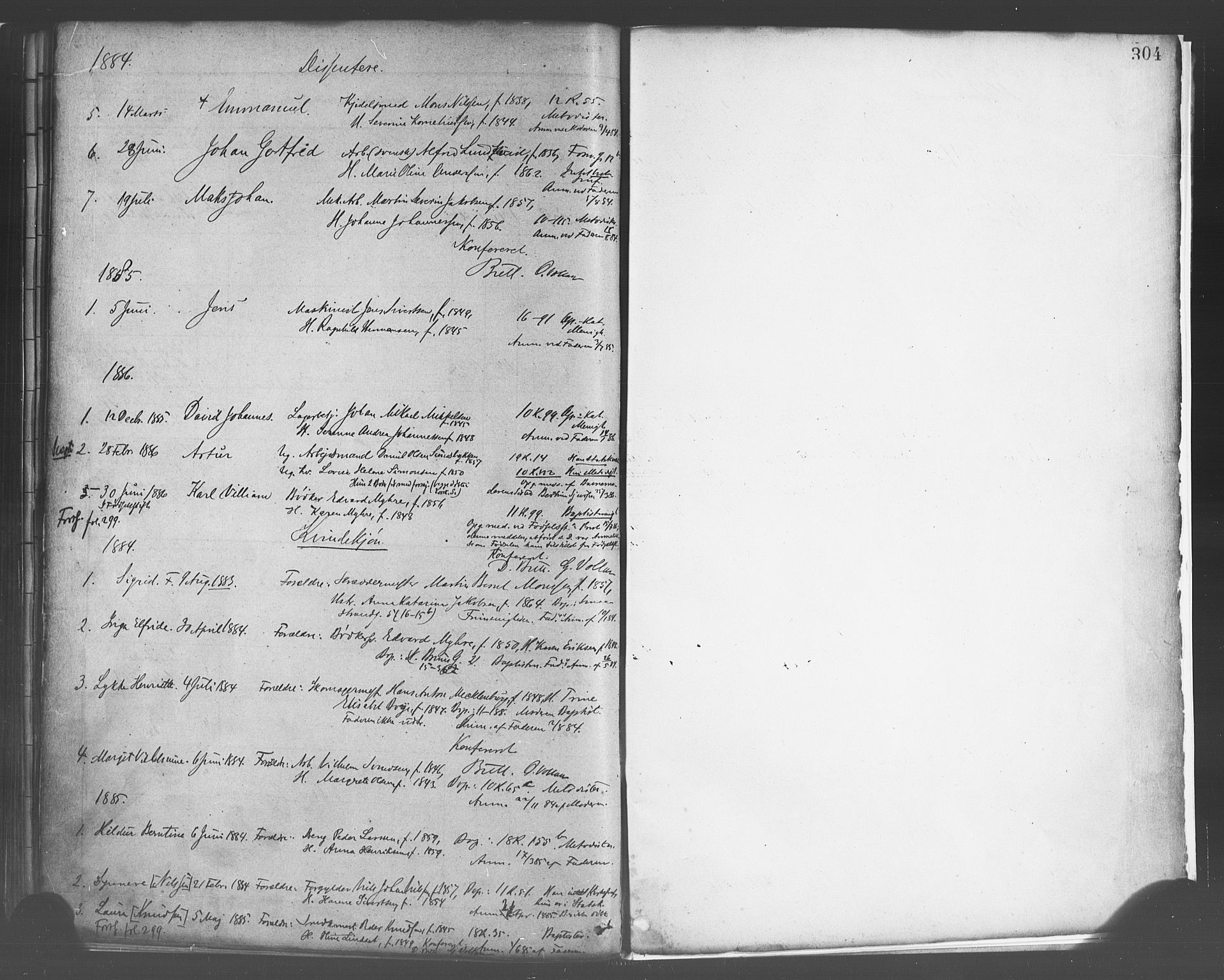 Domkirken sokneprestembete, AV/SAB-A-74801/H/Haa/L0023: Parish register (official) no. B 6, 1879-1887, p. 304