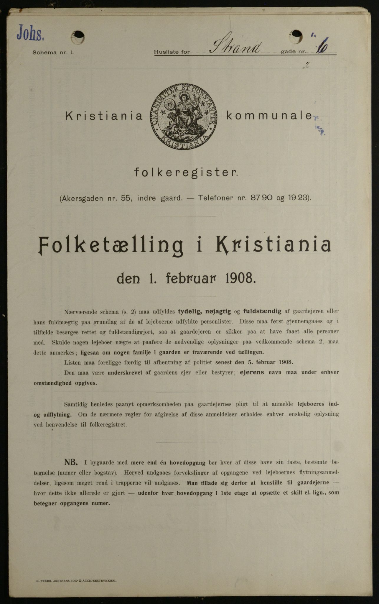 OBA, Municipal Census 1908 for Kristiania, 1908, p. 93282