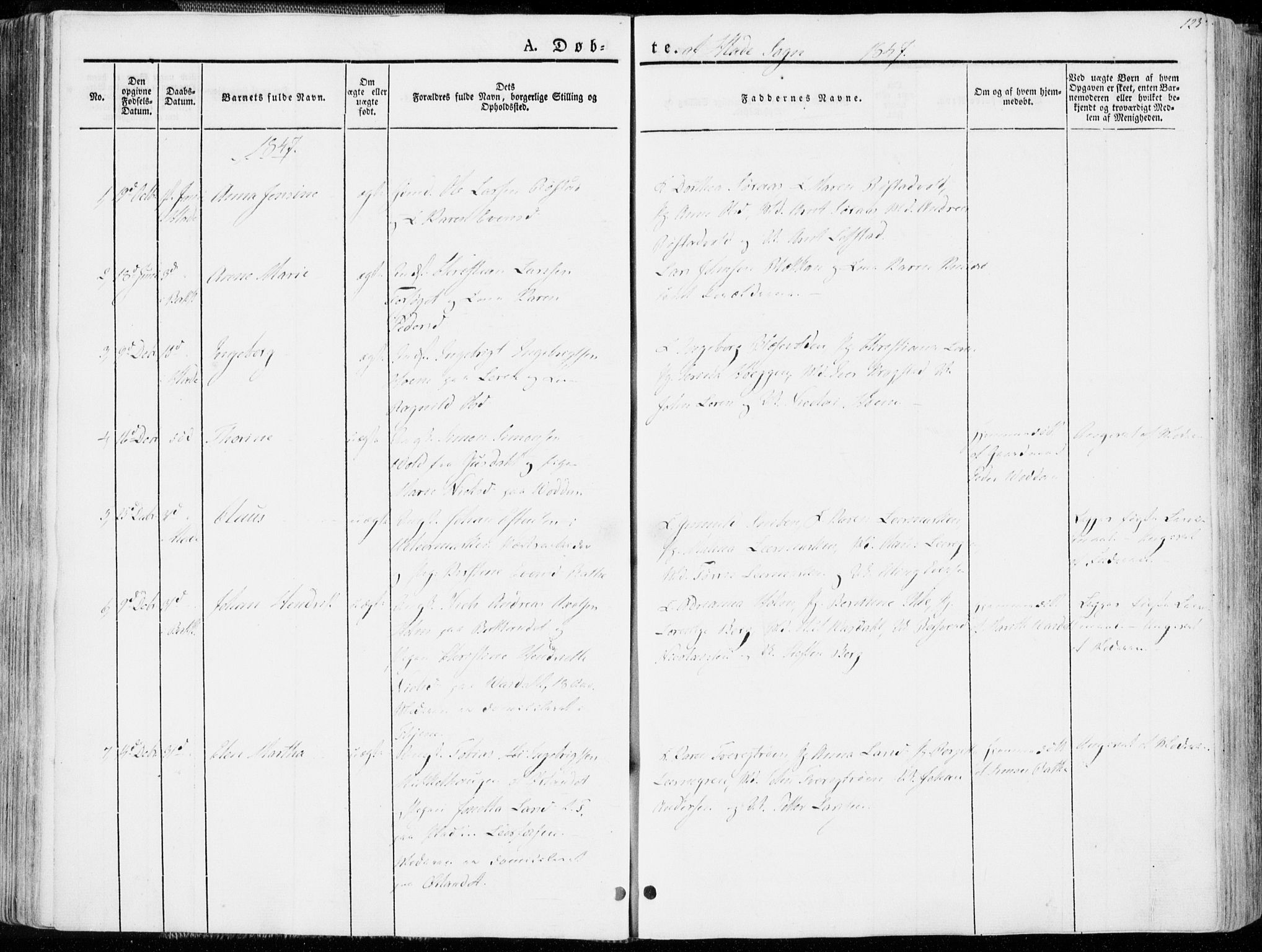 Ministerialprotokoller, klokkerbøker og fødselsregistre - Sør-Trøndelag, AV/SAT-A-1456/606/L0290: Parish register (official) no. 606A05, 1841-1847, p. 123