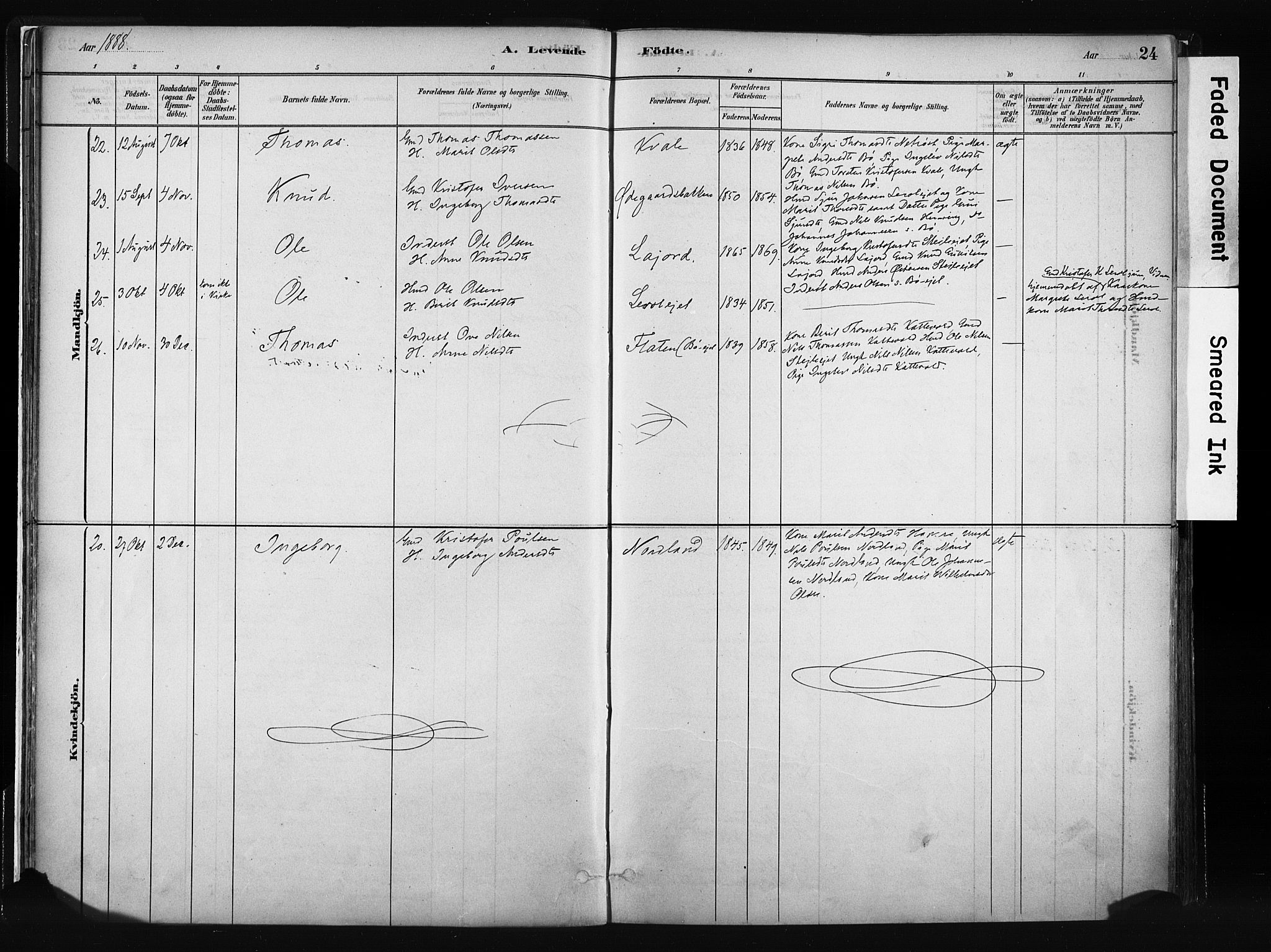 Vang prestekontor, Valdres, SAH/PREST-140/H/Ha/L0008: Parish register (official) no. 8, 1882-1910, p. 24