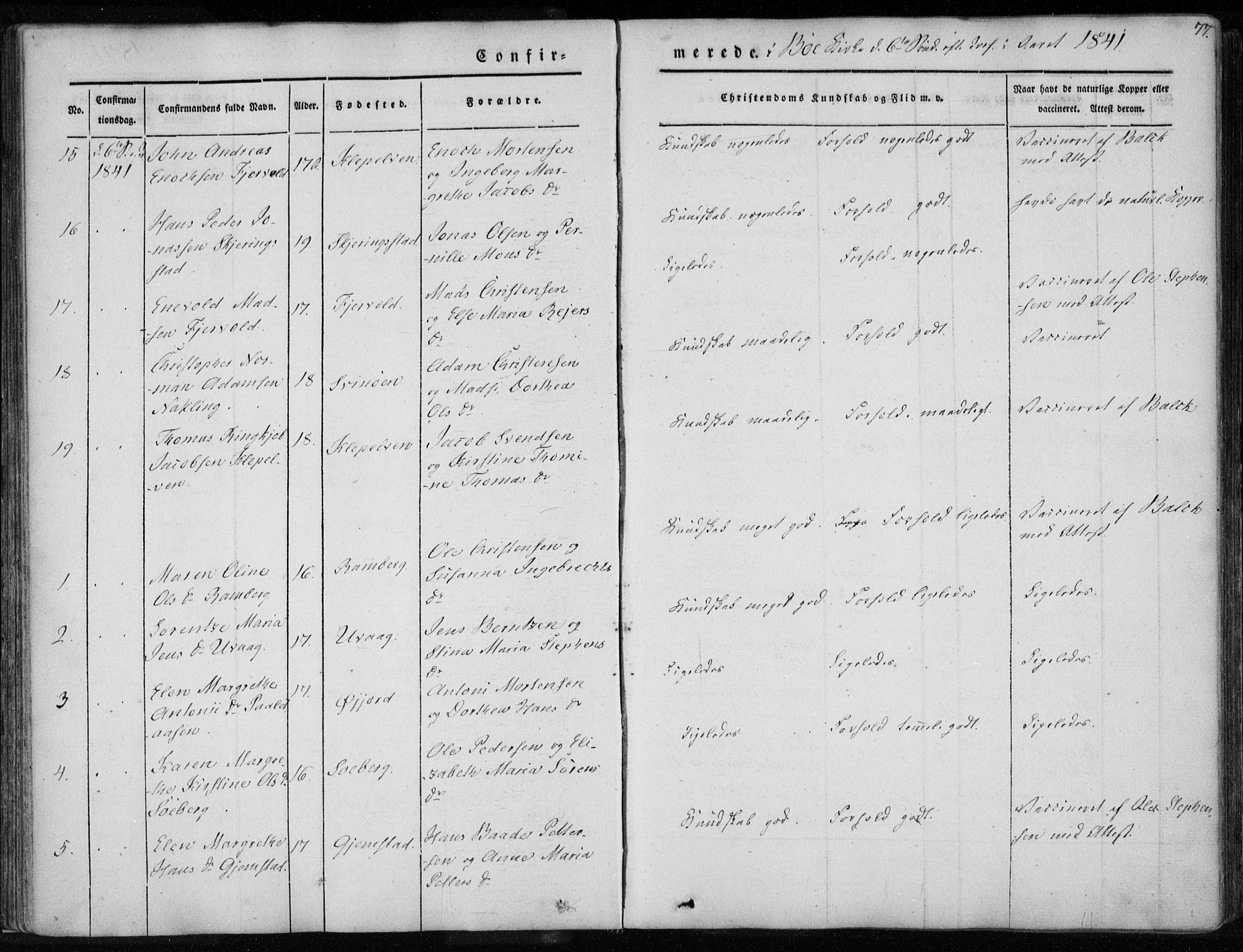 Ministerialprotokoller, klokkerbøker og fødselsregistre - Nordland, AV/SAT-A-1459/891/L1299: Parish register (official) no. 891A04, 1841-1856, p. 77