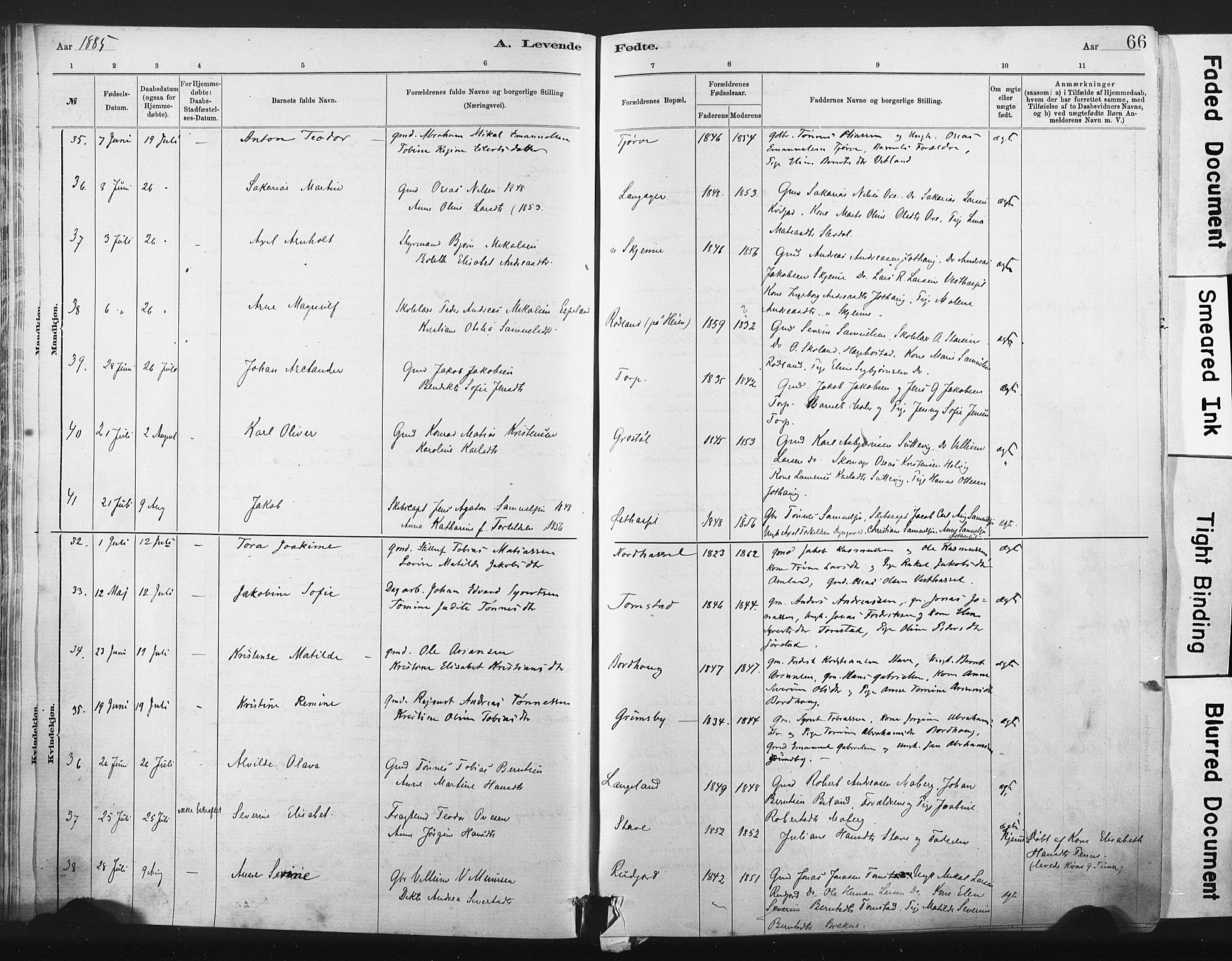 Lista sokneprestkontor, AV/SAK-1111-0027/F/Fa/L0012: Parish register (official) no. A 12, 1879-1903, p. 66