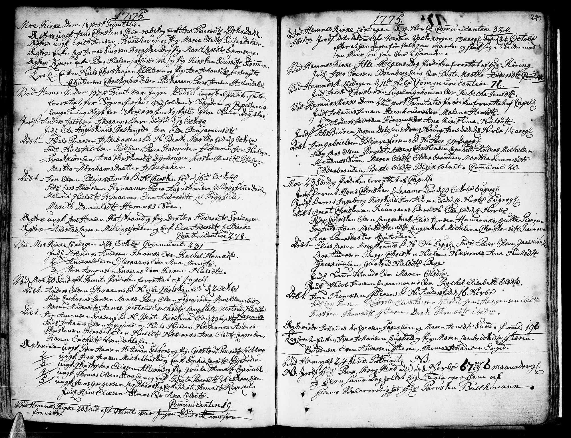 Ministerialprotokoller, klokkerbøker og fødselsregistre - Nordland, SAT/A-1459/825/L0348: Parish register (official) no. 825A04, 1752-1788, p. 243