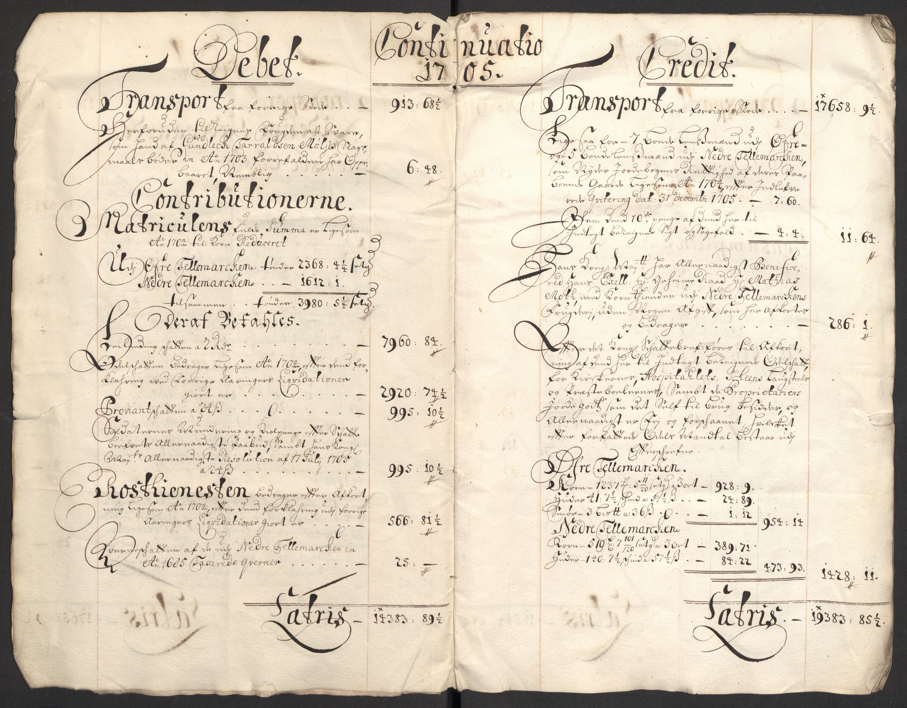 Rentekammeret inntil 1814, Reviderte regnskaper, Fogderegnskap, AV/RA-EA-4092/R36/L2113: Fogderegnskap Øvre og Nedre Telemark og Bamble, 1705, p. 17
