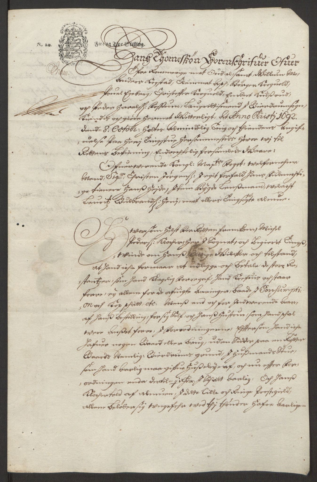 Rentekammeret inntil 1814, Reviderte regnskaper, Fogderegnskap, AV/RA-EA-4092/R12/L0704: Fogderegnskap Øvre Romerike, 1692, p. 274