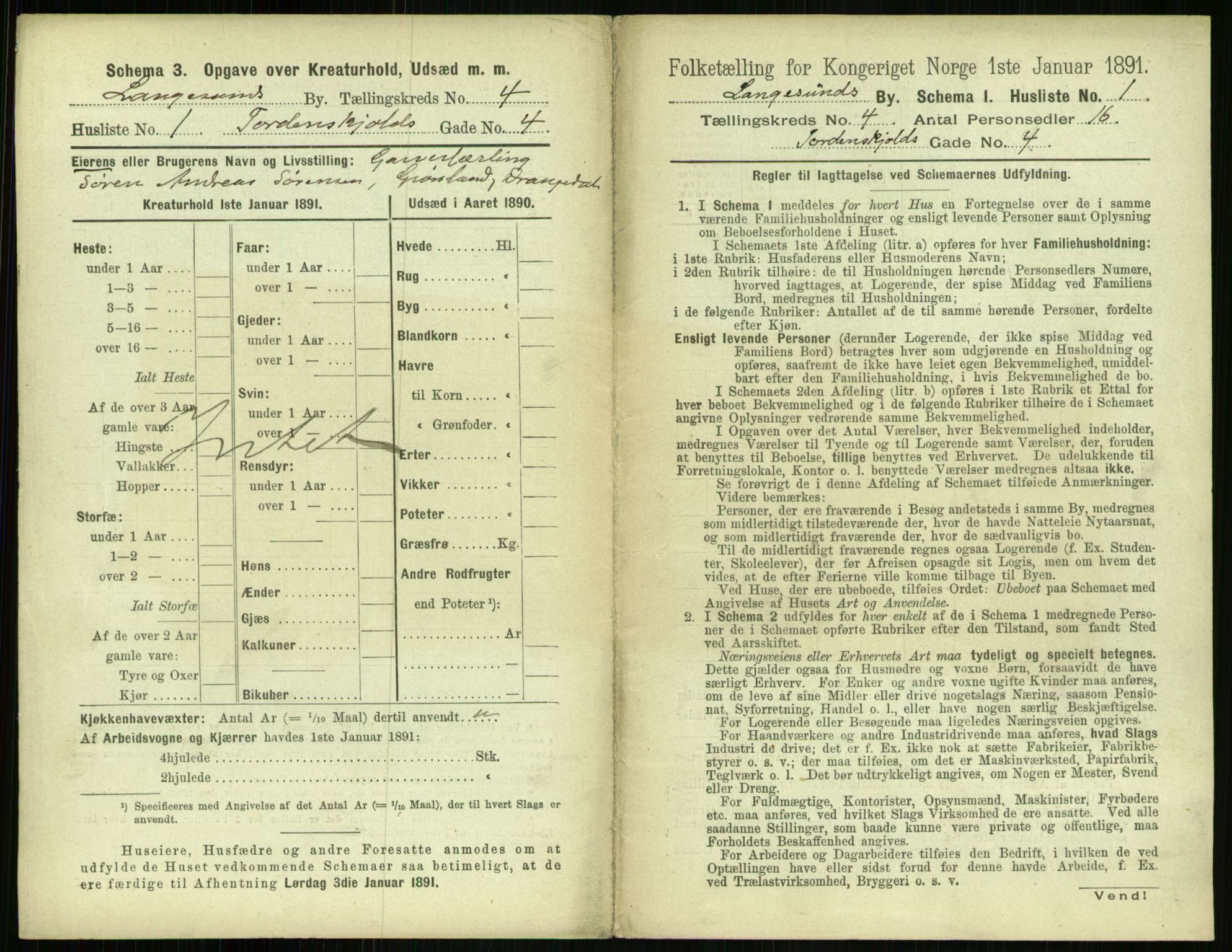 RA, 1891 census for 0802 Langesund, 1891, p. 274