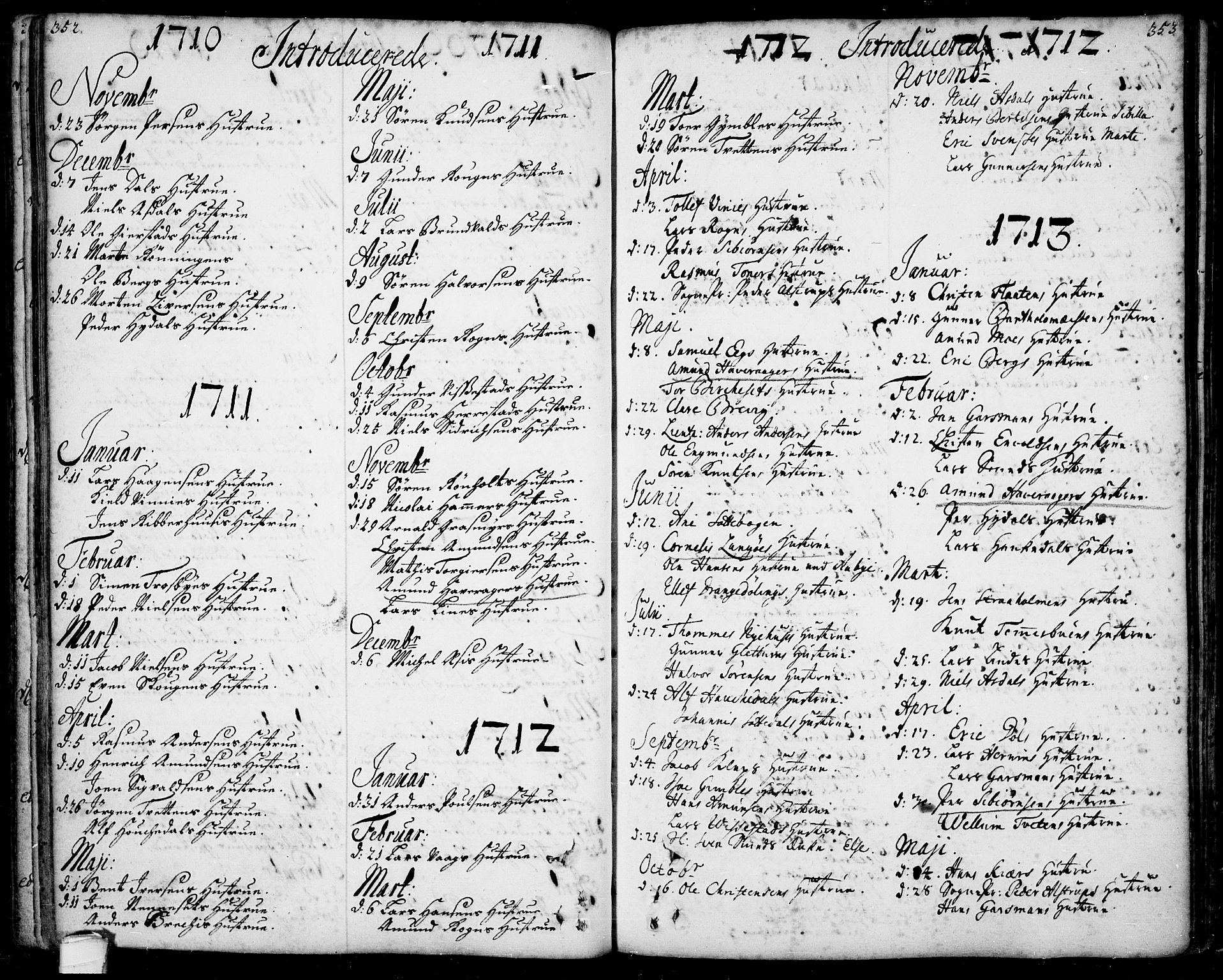 Bamble kirkebøker, SAKO/A-253/F/Fa/L0001: Parish register (official) no. I 1, 1702-1774, p. 352-353