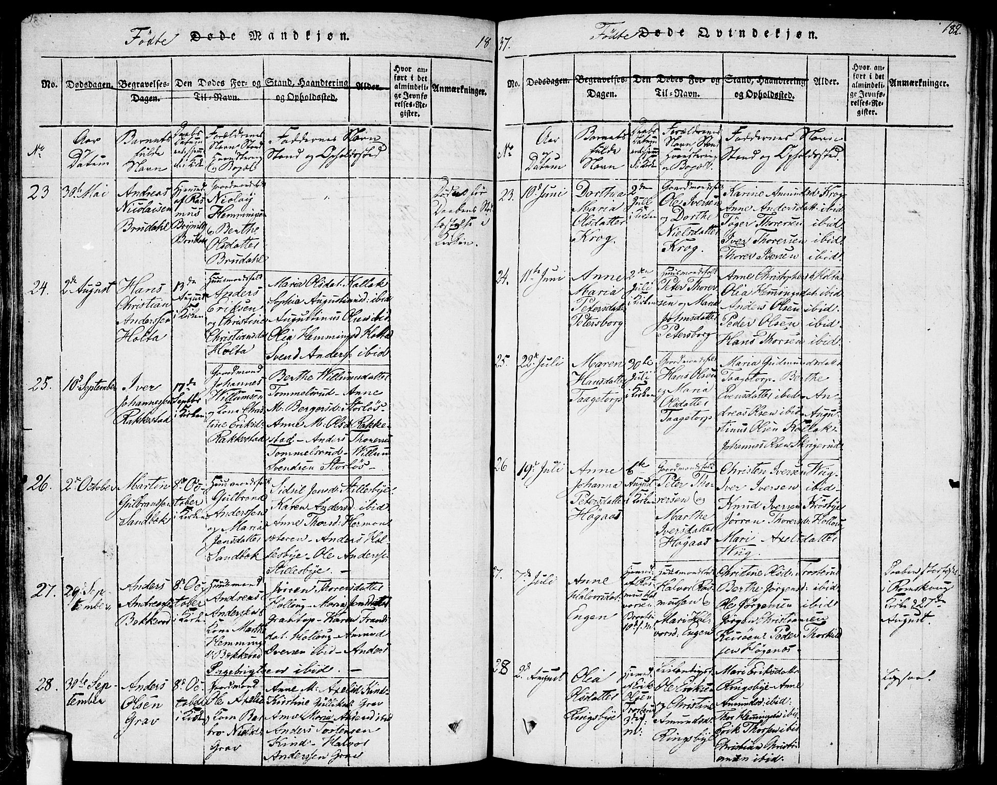 Rødenes prestekontor Kirkebøker, AV/SAO-A-2005/F/Fa/L0004: Parish register (official) no. I 4, 1814-1838, p. 182