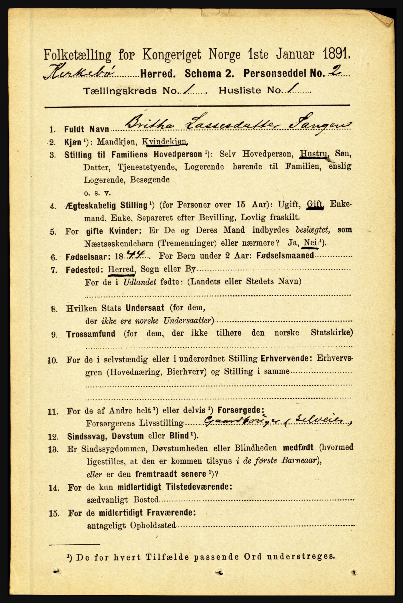 RA, 1891 census for 1416 Kyrkjebø, 1891, p. 56