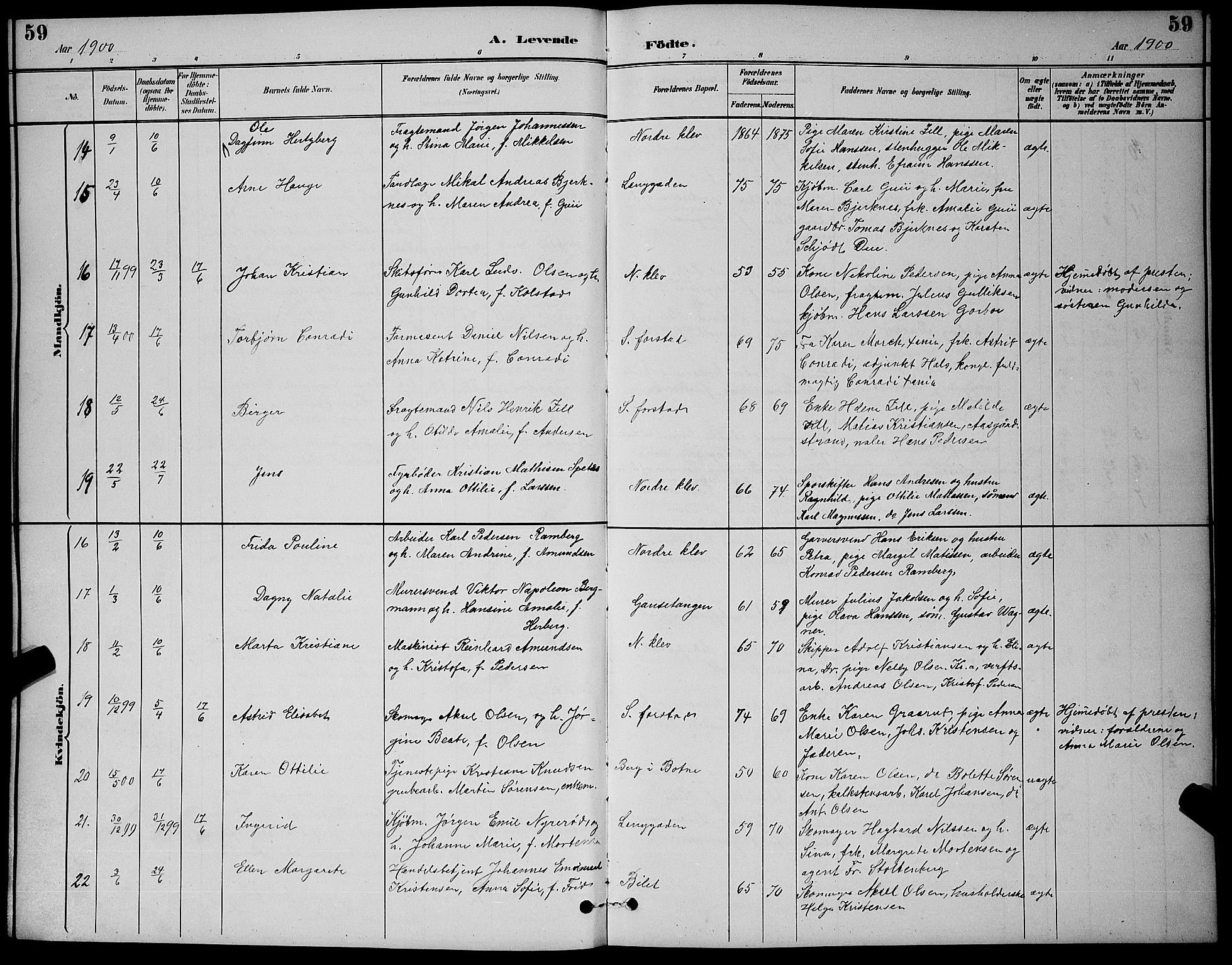 Holmestrand kirkebøker, AV/SAKO-A-346/G/Ga/L0005: Parish register (copy) no. 5, 1889-1901, p. 59