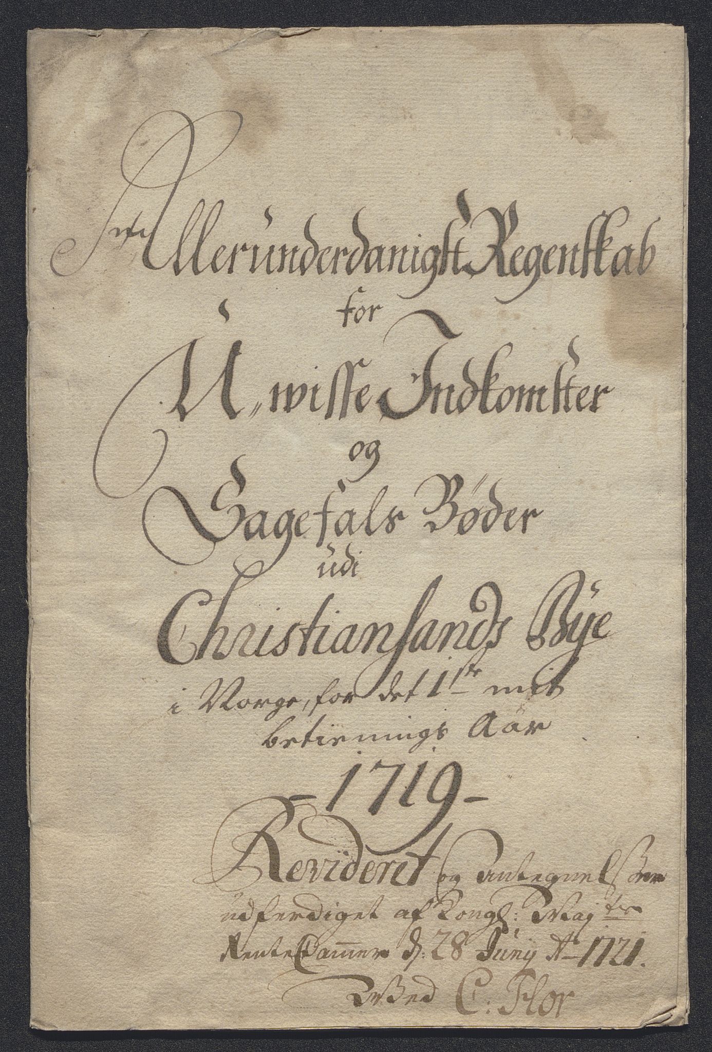Rentekammeret inntil 1814, Reviderte regnskaper, Byregnskaper, AV/RA-EA-4066/R/Rm/L0286: [M19] Sikt og sakefall, 1719-1727, p. 4
