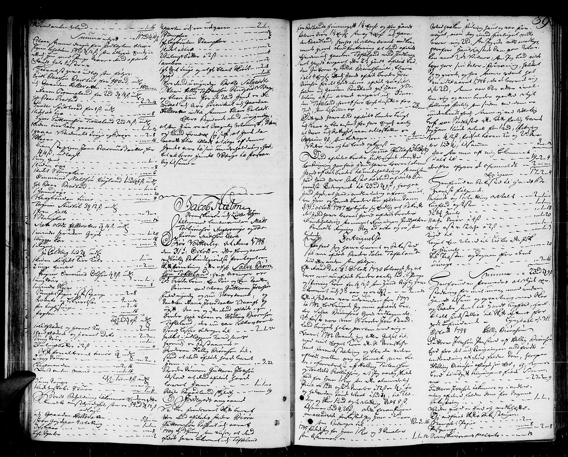 Lister sorenskriveri, AV/SAK-1221-0003/H/Hc/L0031: Skifteprotokoll nr 30a med register, 1748-1752, p. 38b-39a