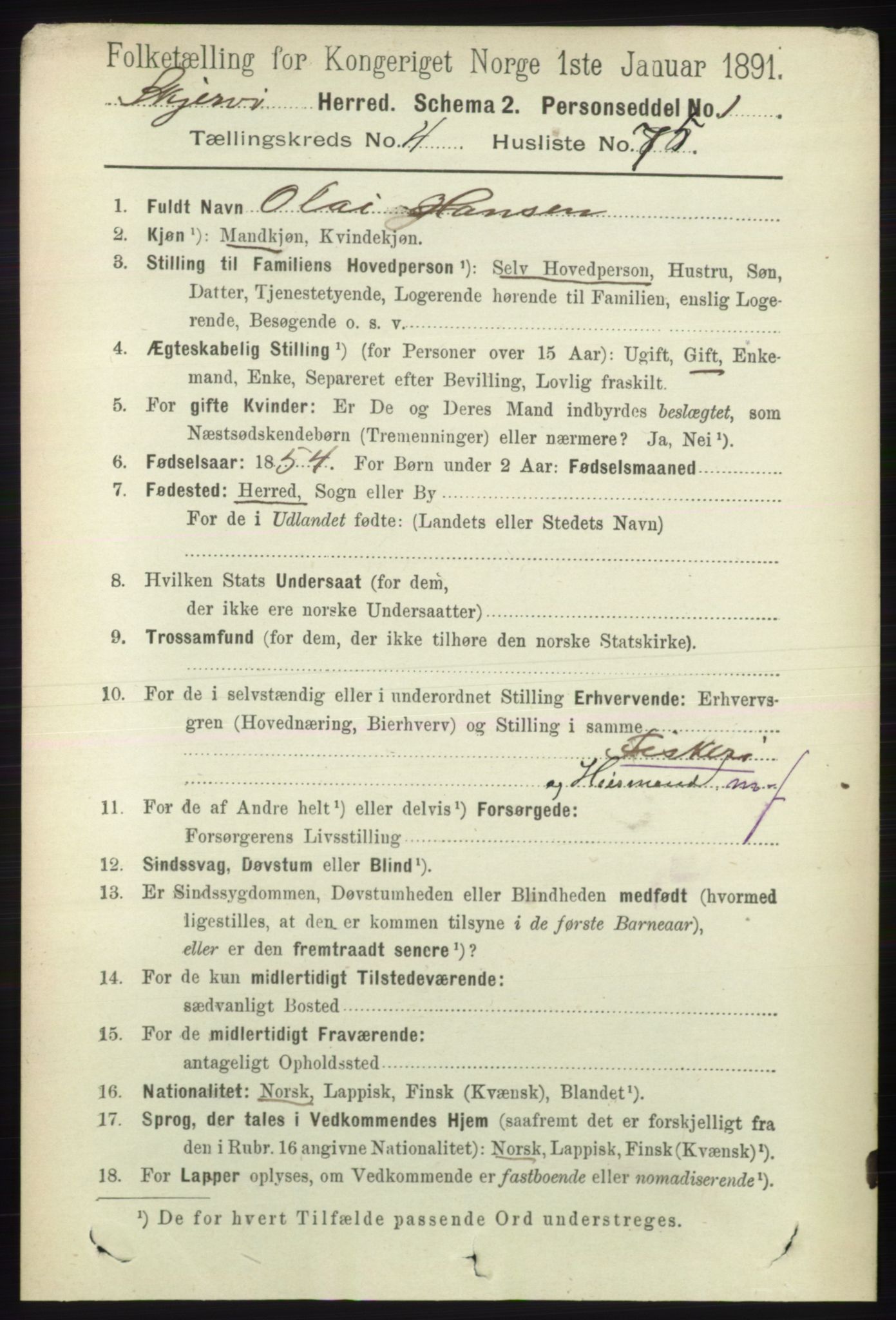 RA, 1891 census for 1941 Skjervøy, 1891, p. 2856