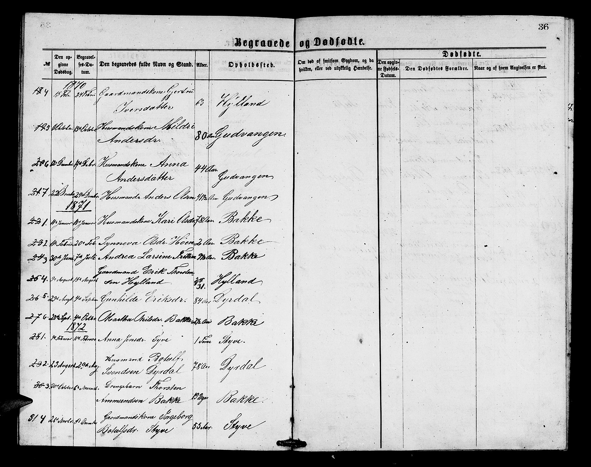 Aurland sokneprestembete, AV/SAB-A-99937/H/Hb/Hbc/L0001: Parish register (copy) no. C 1, 1868-1883, p. 36