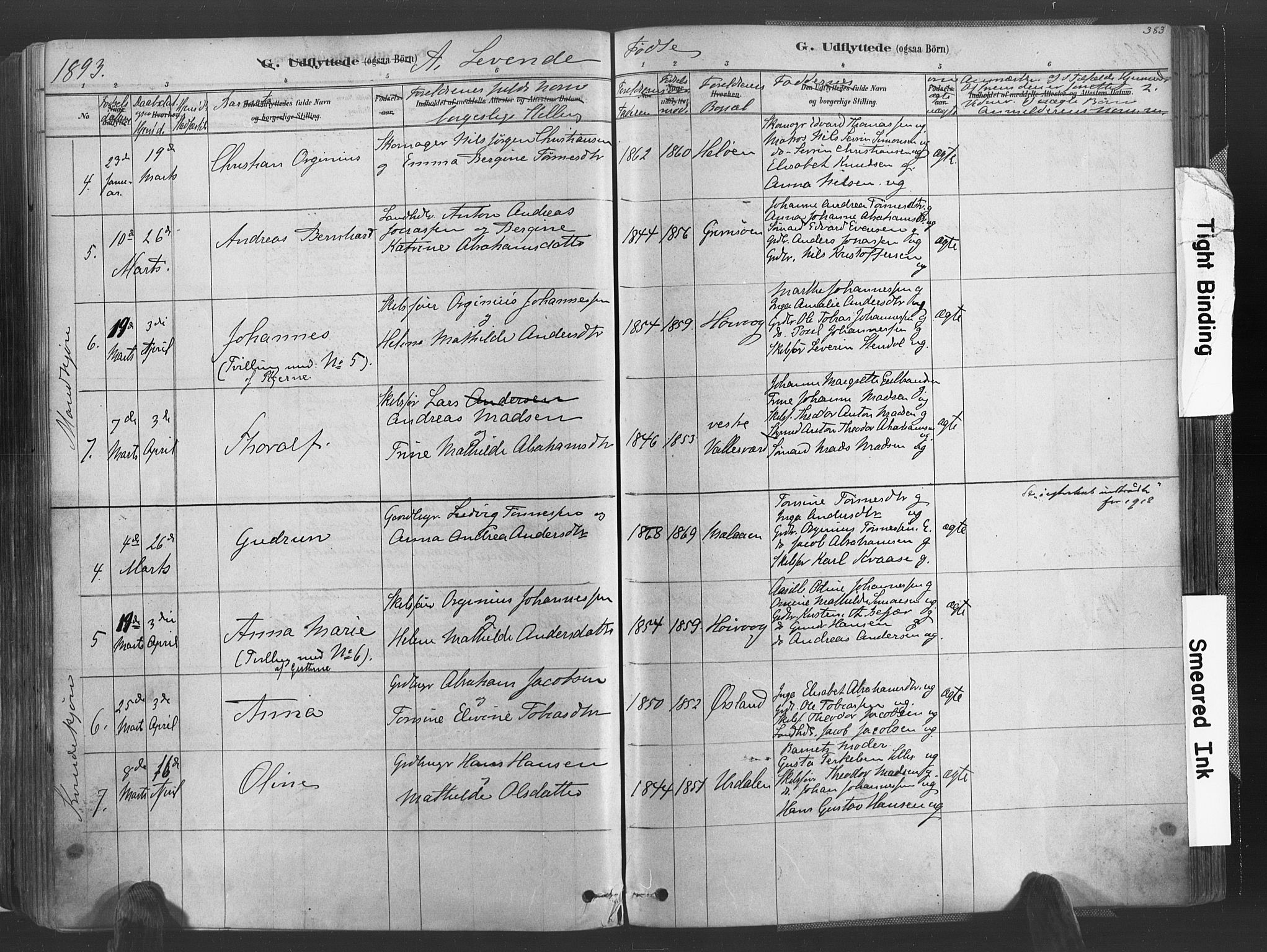 Høvåg sokneprestkontor, AV/SAK-1111-0025/F/Fa/L0005: Parish register (official) no. A 5, 1878-1893, p. 383