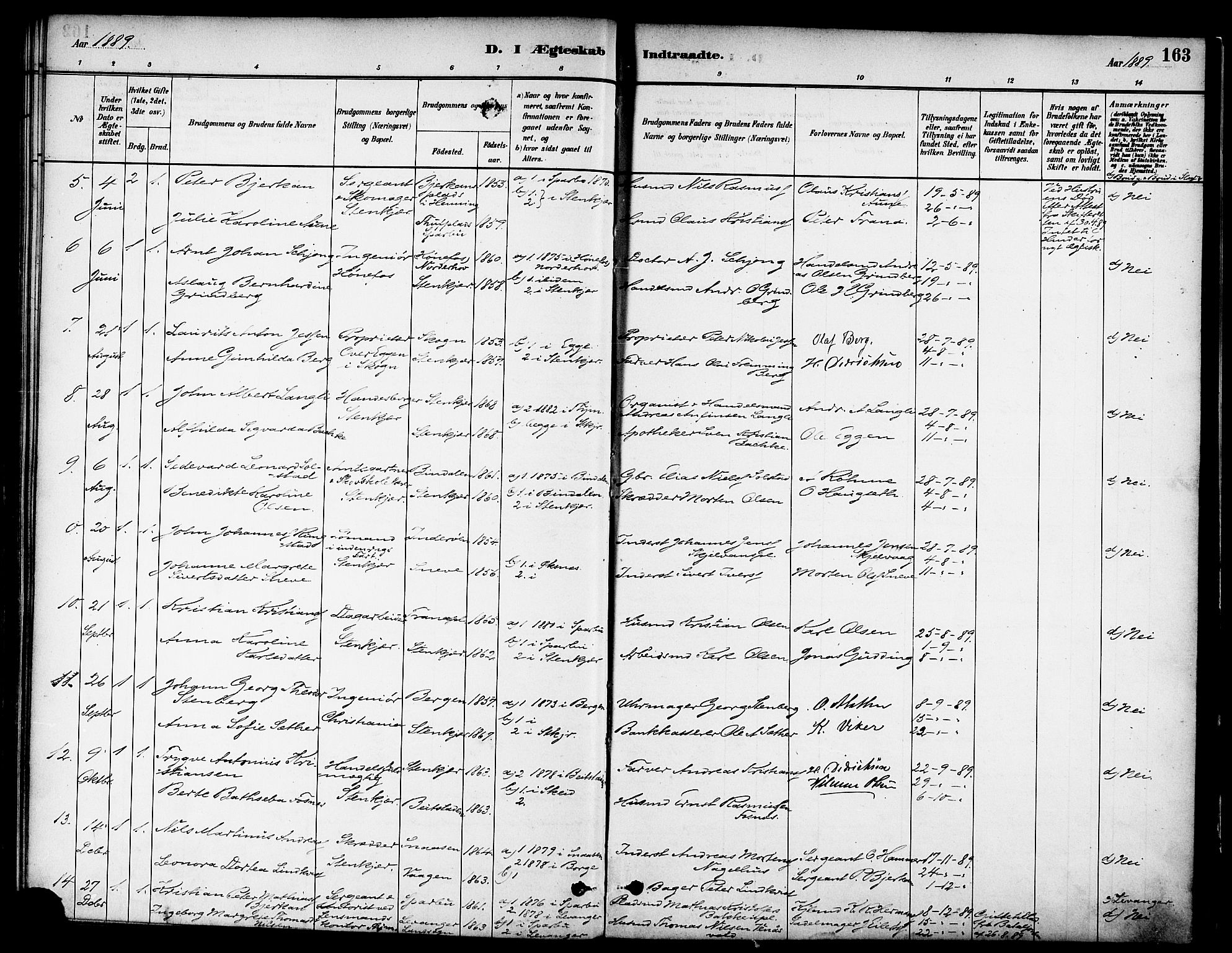 Ministerialprotokoller, klokkerbøker og fødselsregistre - Nord-Trøndelag, AV/SAT-A-1458/739/L0371: Parish register (official) no. 739A03, 1881-1895, p. 163